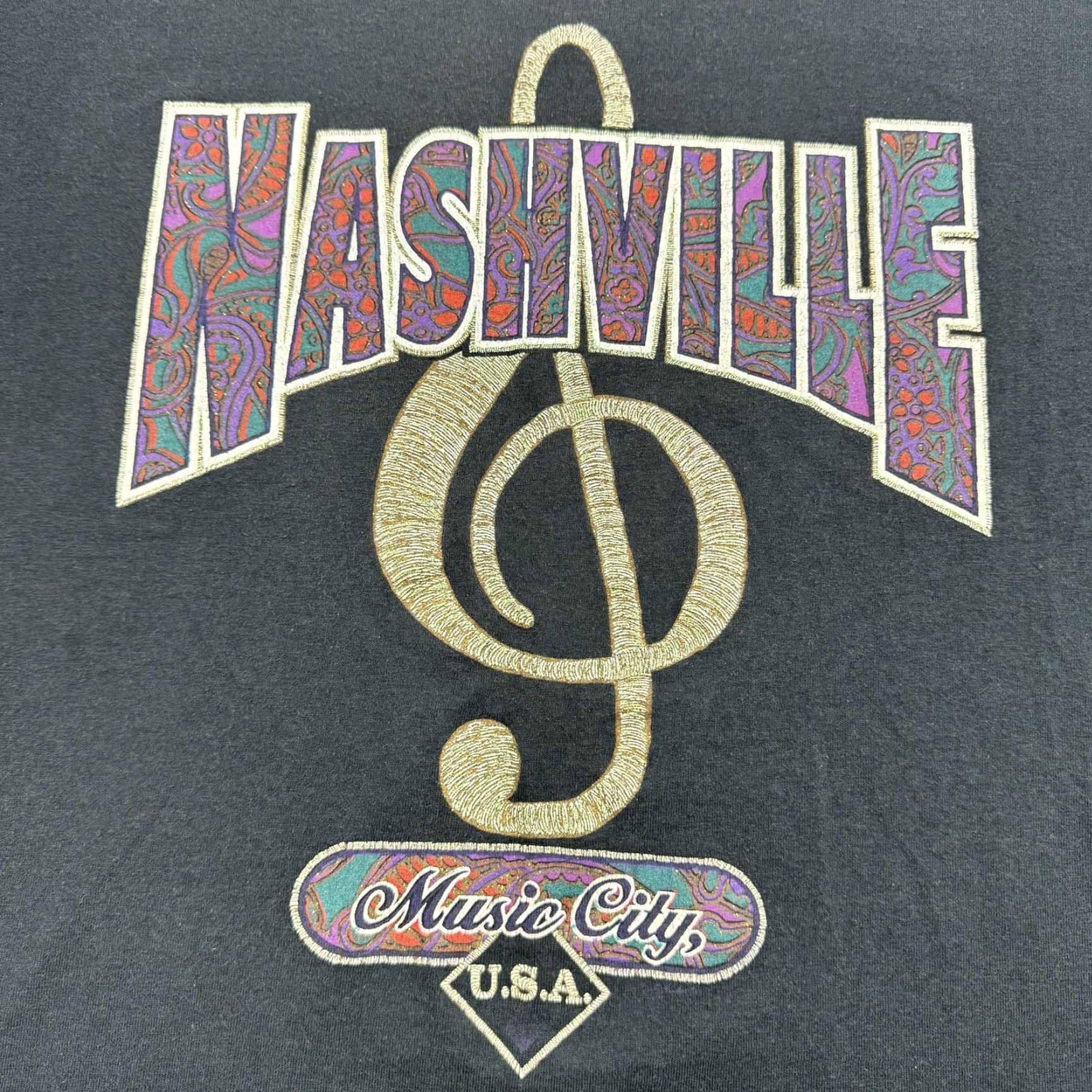Fruit Of The Loom VINTAGE Nashville Tennessee Shirt Adult Large Black 90s Music USA Fruit of the Loom T-Shirt Mens Size US L / EU 52-54 / 3 - 2 Thumbnail