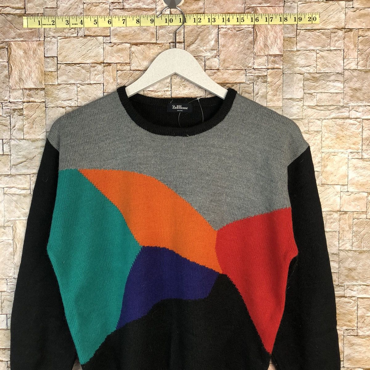 Homespun Knitwear × Japanese Brand Bell House Black art design Knitwear sweatshirt #A855 Size M / US 6-8 / IT 42-44 - 2 Thumbnail
