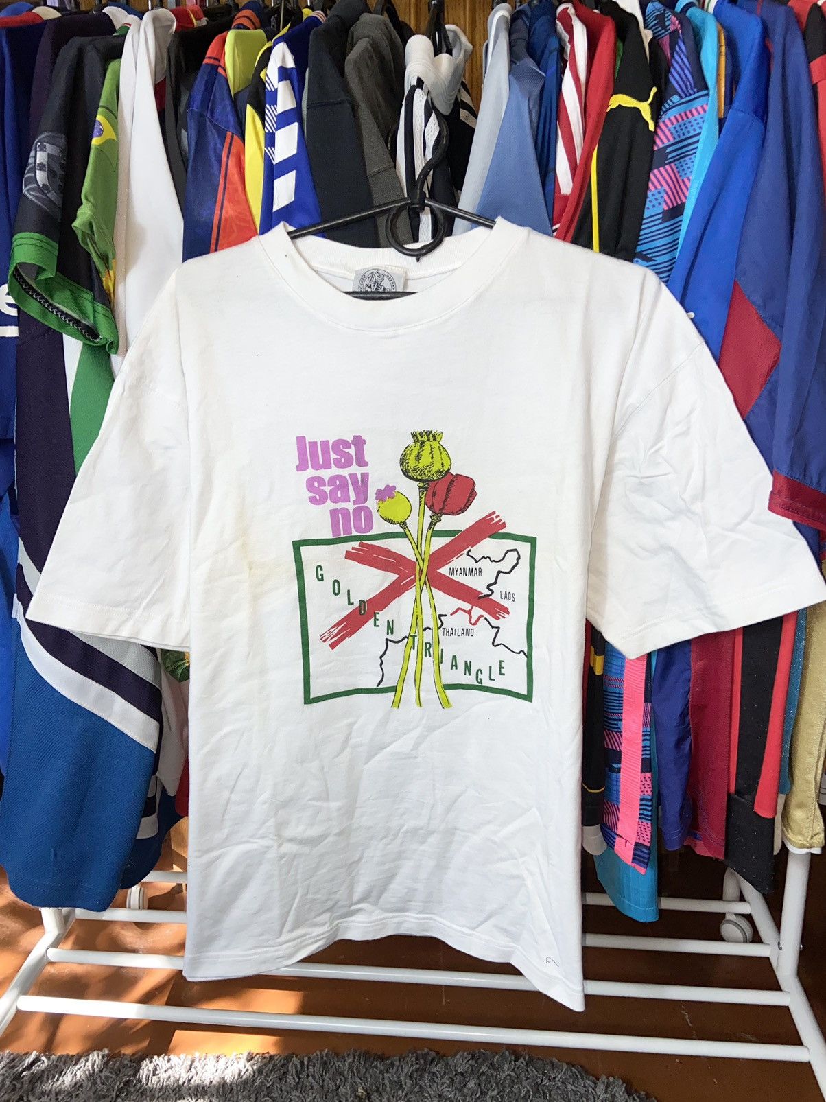 JUST SAY NO FOR OPIUM” VINTAGE 90s HUMOR BAND ADULT T-SHIRT