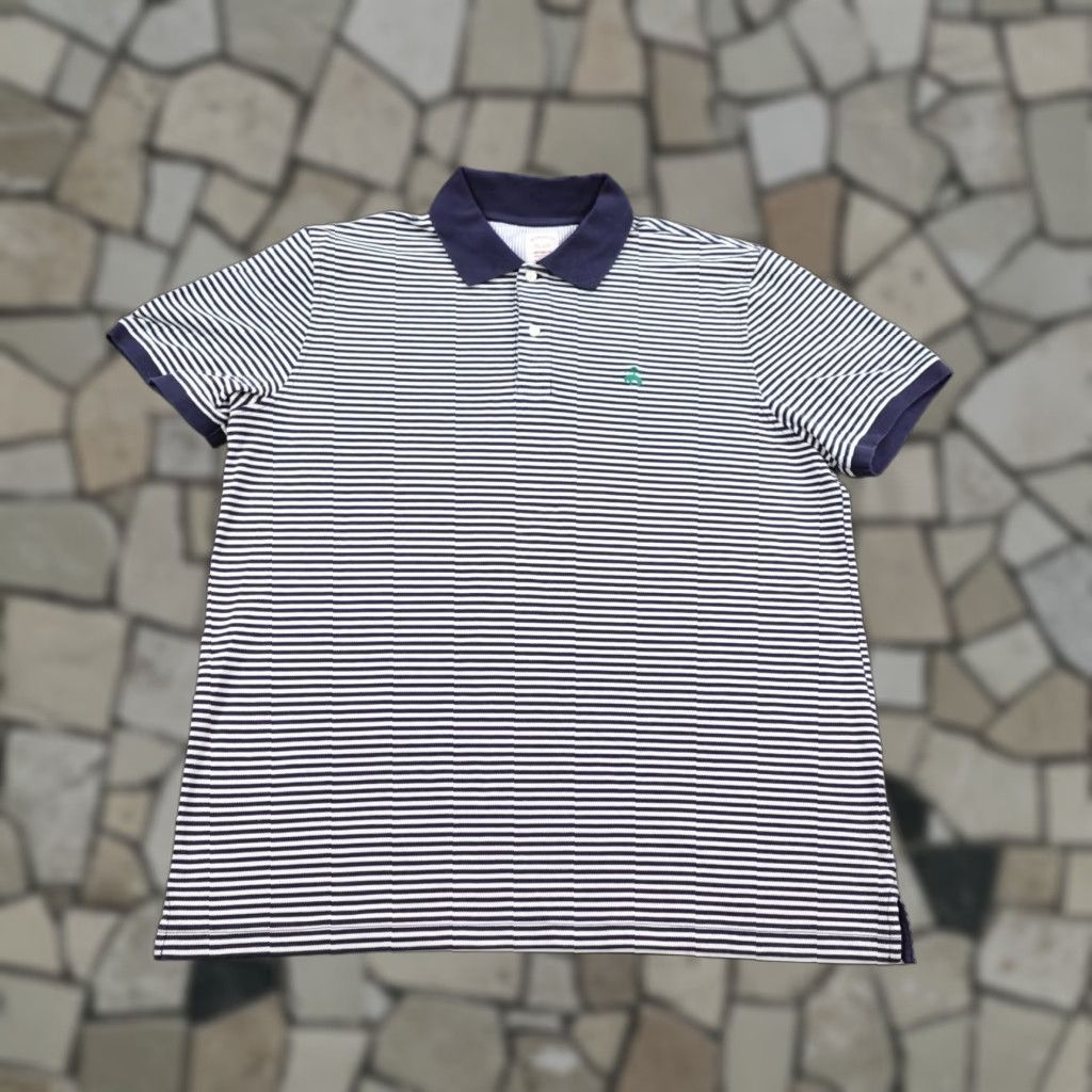 Brooks Brothers BROOKS BROTHERS Polo Shirt Mens Large Blue Striped Supima Cotton Classic Fit Size US L / EU 52-54 / 3 - 1 Thumbnail