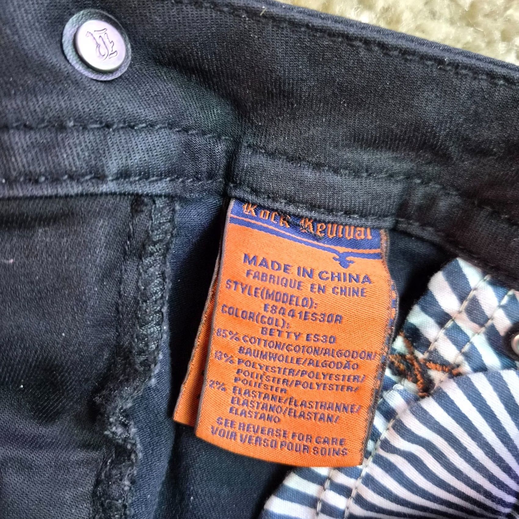 Vintage Rock Revival Betty Jeans Womens Sz 27 Black Easy Skinny Button Flap Pockets G014 Size 27" / US 4 / IT 40 - 7 Thumbnail