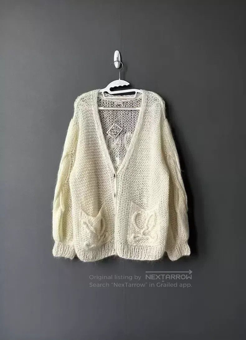 Loewe Loewe Cream White Mohair Cardigan Size S / US 4 / IT 40 - 1 Thumbnail