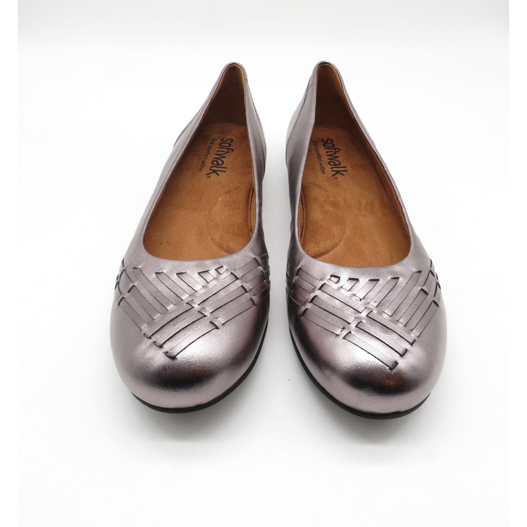 Other Softwalk Sonoma Weave Pewter Metal Flats 11M Leather Women's Size US 11 / IT 41 - 3 Thumbnail