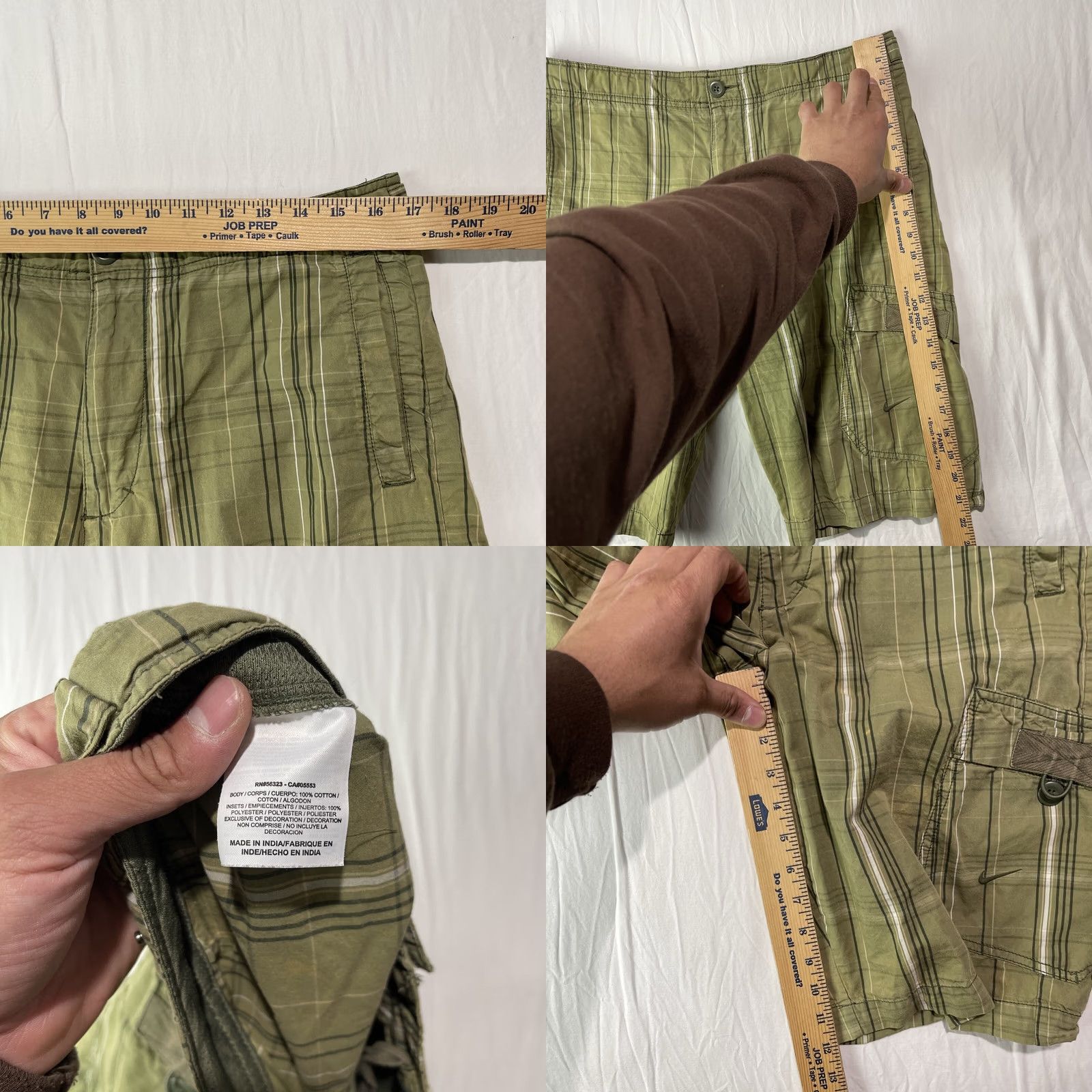 Nike VINTAGE Nike Shorts Mens M Green Hiking Outdoor Plaid Drawstring Swoosh Size US 31 - 10 Thumbnail