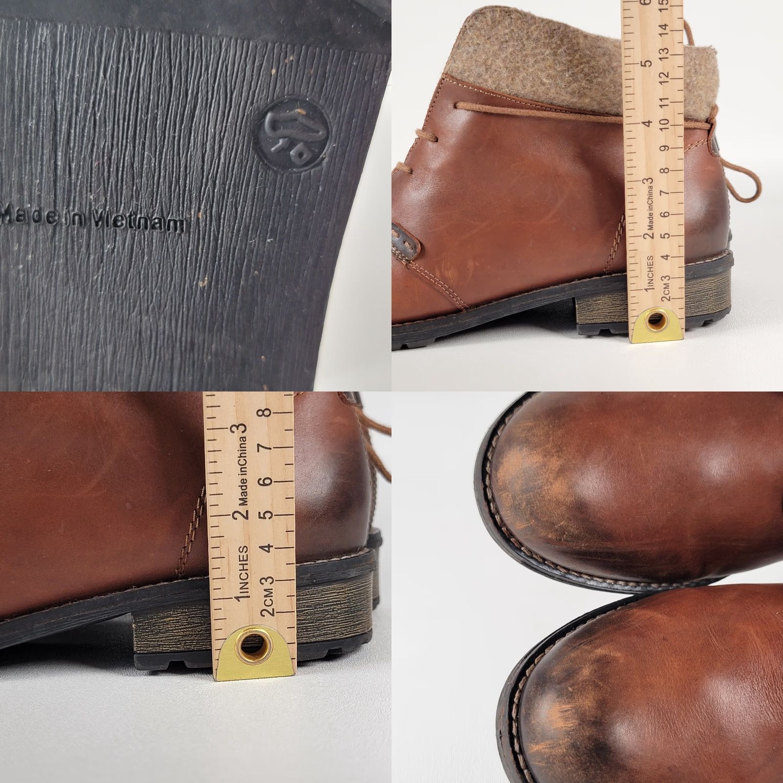 Vintage Remonte Ankle Boots Womens 41 Brown Lace Up Side Zip Leather Faux Fur Cuff Size US 11 / IT 41 - 9 Thumbnail
