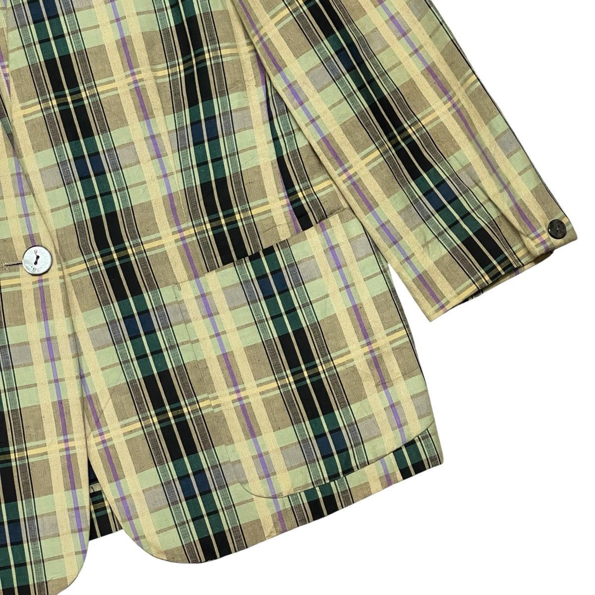 Burberry Vintage 90s Burberrys’ Japan Checkered Cotton Linen Blazer Size M / US 6-8 / IT 42-44 - 4 Thumbnail