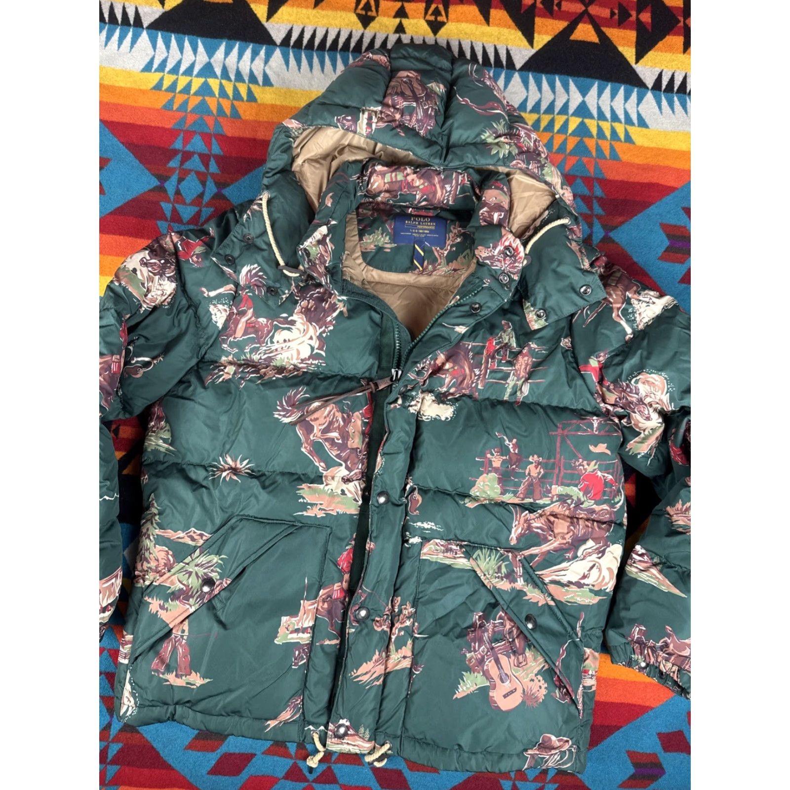 Polo Ralph Lauren VINTAGE Polo Ralph Lauren Western Puffer Jacket Men L Rodeo Green Down Coat Nylon Shell Size US L / EU 52-54 / 3 - 5 Thumbnail