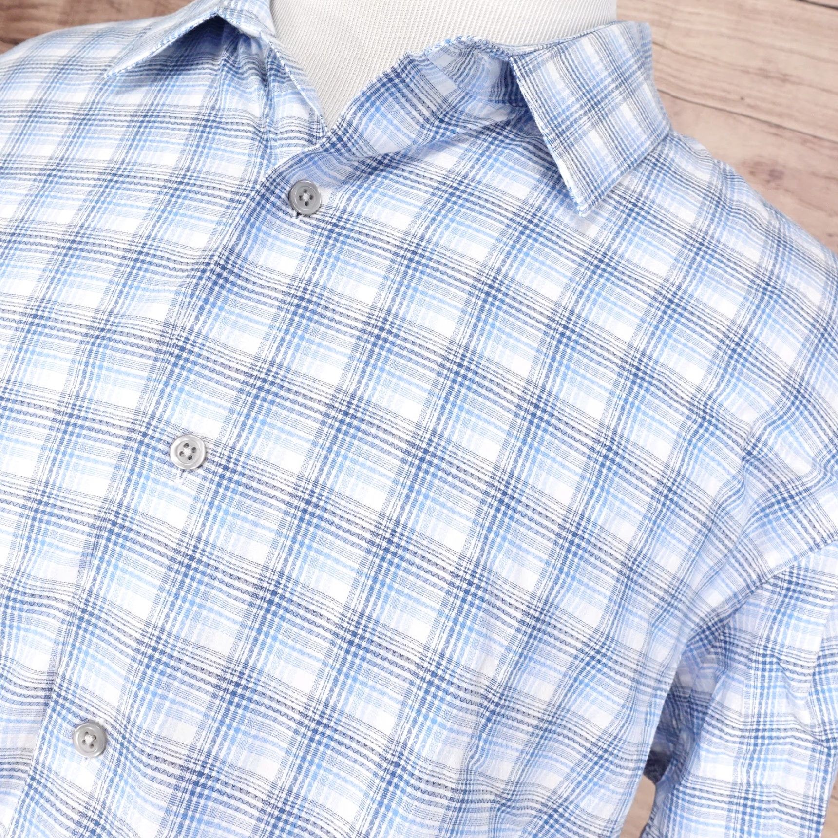 Apt. 9 VINTAGE APT 9 Men's Cotton Button-Down Shirt Long Sleeve Plaid 2XL Blue Casual Formal Size US XXL / EU 58 / 5 - 2 Thumbnail
