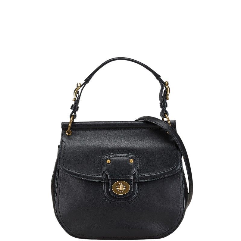 Old Coach Shoulder Bag 2way Leather Vintage Black from JAPAN