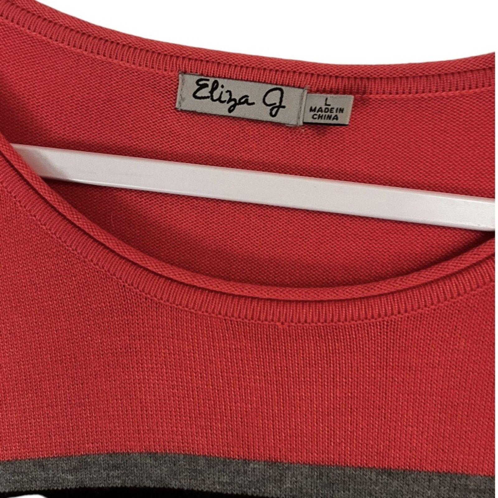 Elizabeth and James Eliza J Sweater Dress-Colorblock Striped Black Coral Gray Size L / US 10 / IT 46 - 3 Thumbnail