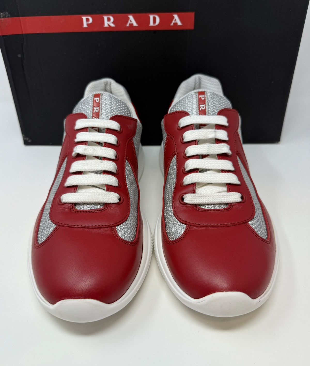 Prada Prada Americas Cup Sneaker Leather Red Size US 8.5 / EU 41-42 - 2 Thumbnail