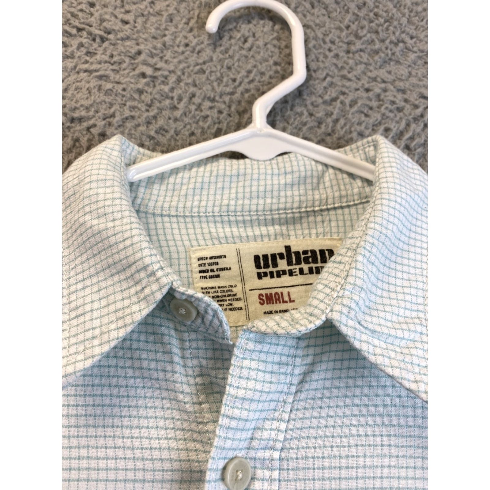 Vintage Urban Pipeline Shirt Men's Mint Green Check Button-Down Slim Fit Size S Mens Size US S / EU 44-46 / 1 - 5 Thumbnail