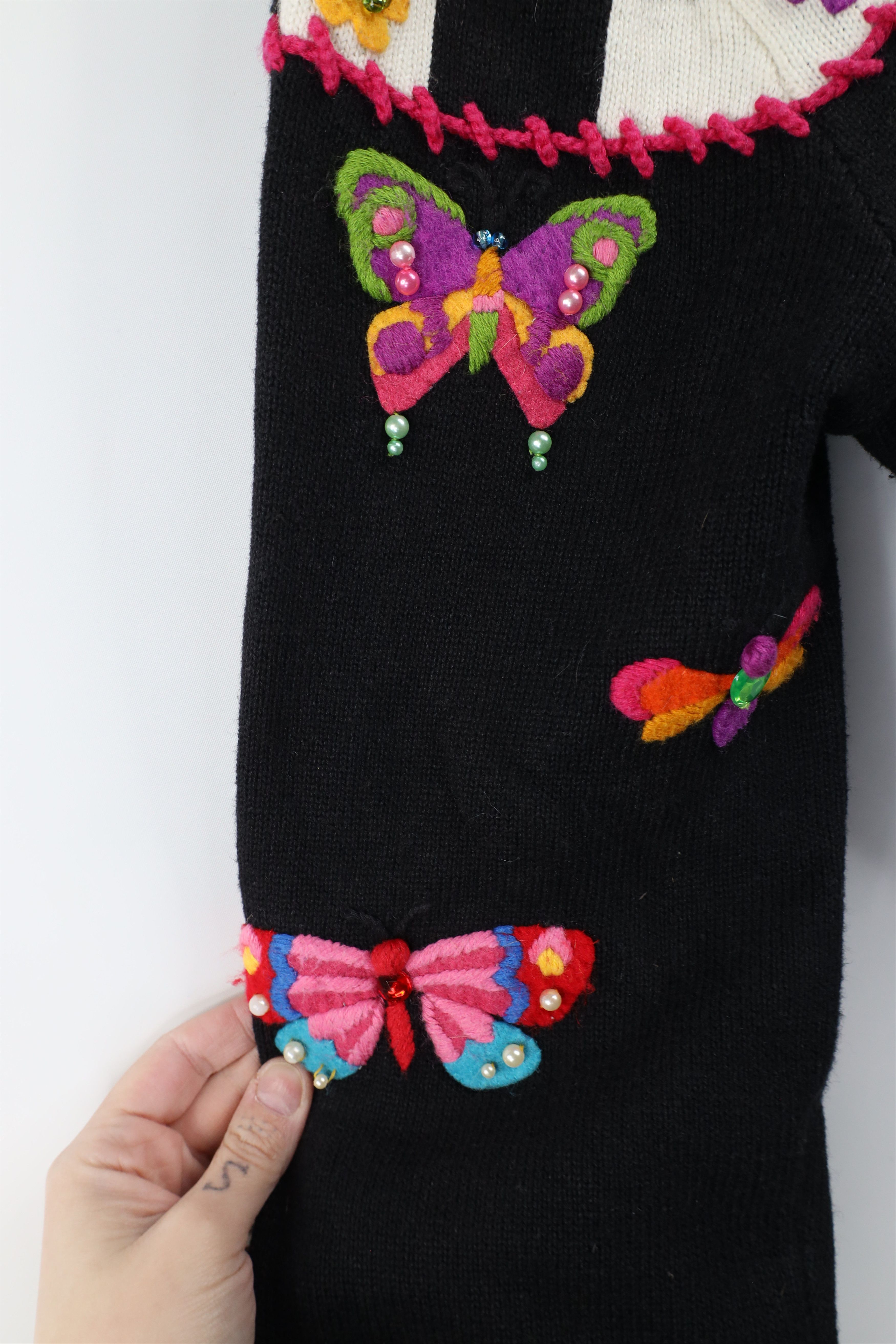 Vintage Vintage 90s Michael Simon Flower Knit Cardigan Sweater Size L / US 10 / IT 46 - 5 Thumbnail