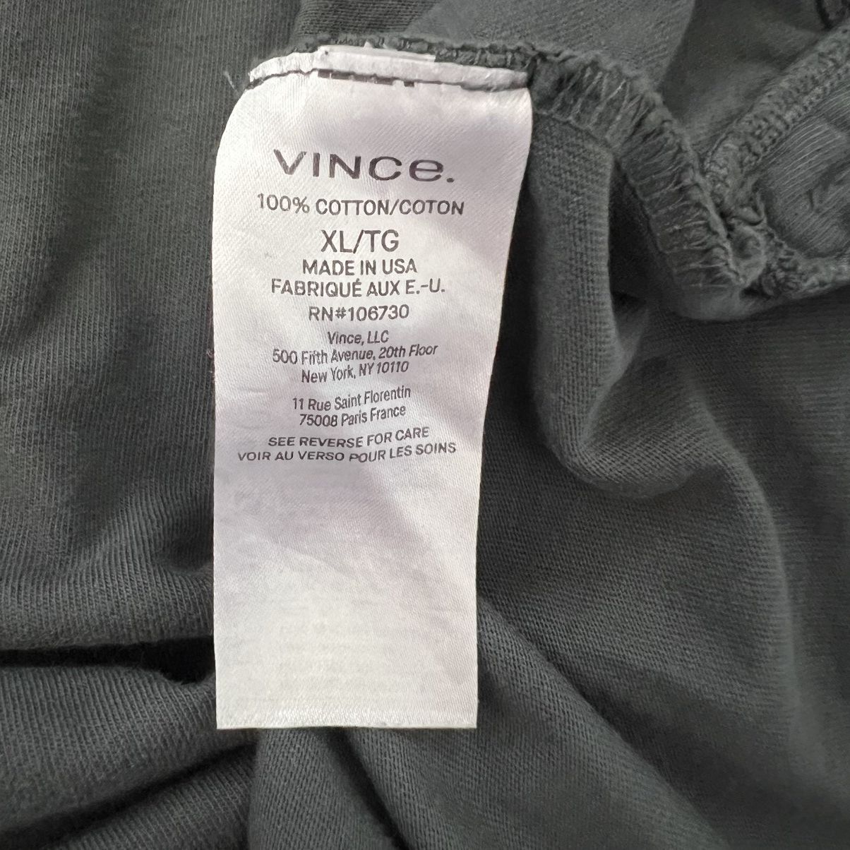 Vince Vince T Shirt Mens XL Sage Short Sleeve Crew Neck USA Made Size US XL / EU 56 / 4 - 8 Thumbnail