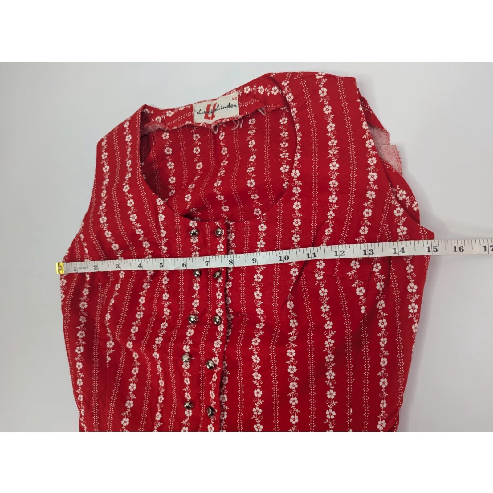Vintage VINTAGE Lucie Linden Red Floral Vest Skirt Set 3pc 40 48 Size S / US 4 / IT 40 - 6 Thumbnail