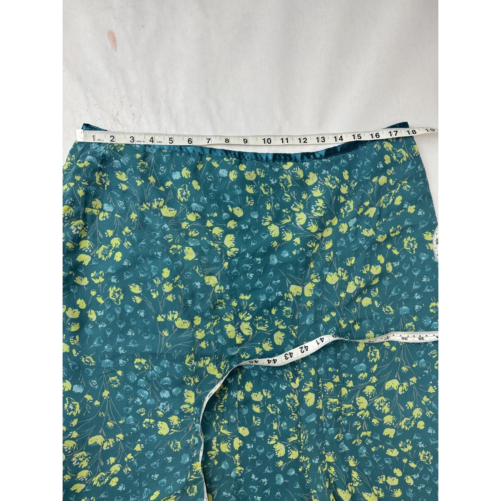 Other Twee Floral Skirt Liz Claiborne Blue Yellow Teal Trumpet 16 Size 38" / US 16 / IT 52 - 3 Thumbnail