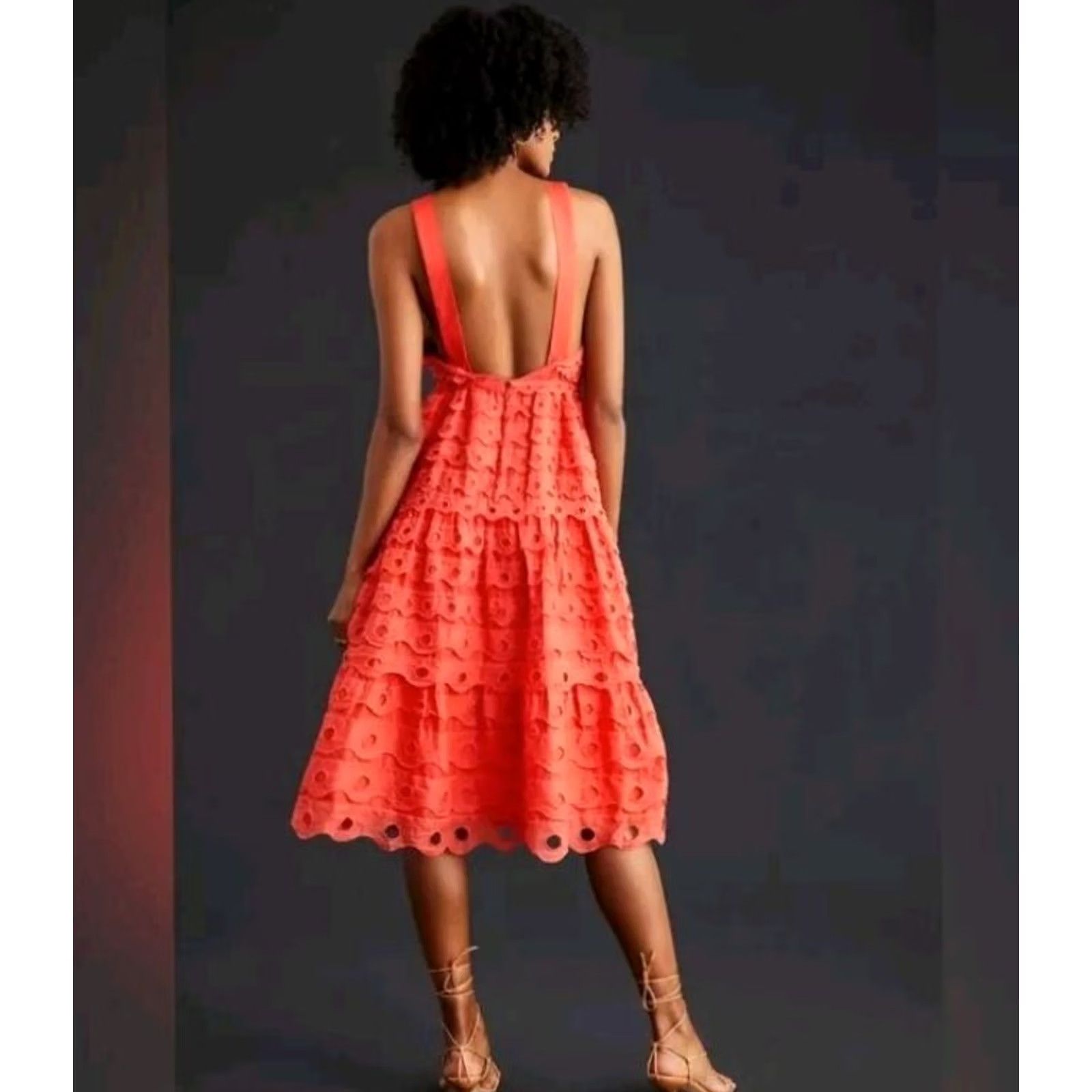 Anthropologie VINTAGE Anthropologie Maeve Women's Halter Eyelet Midi Dress Plus Size 20W NEW Size 3XL / US 20-22 - 3 Thumbnail