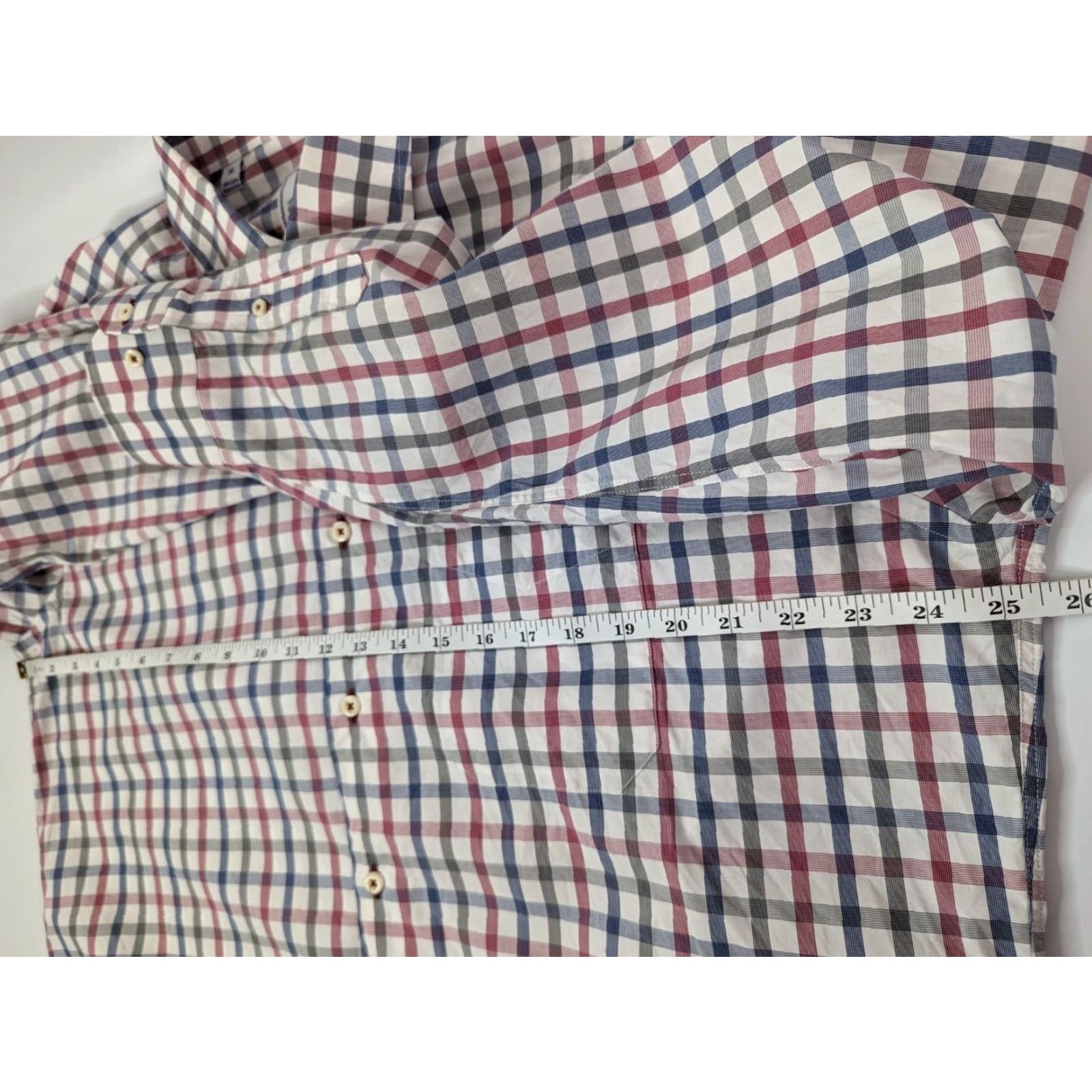 David Donahue David Donahue Dress Shirt Mens XL Pink Blue Check Plaid Cotton Button Shirt Size 46R - 6 Thumbnail