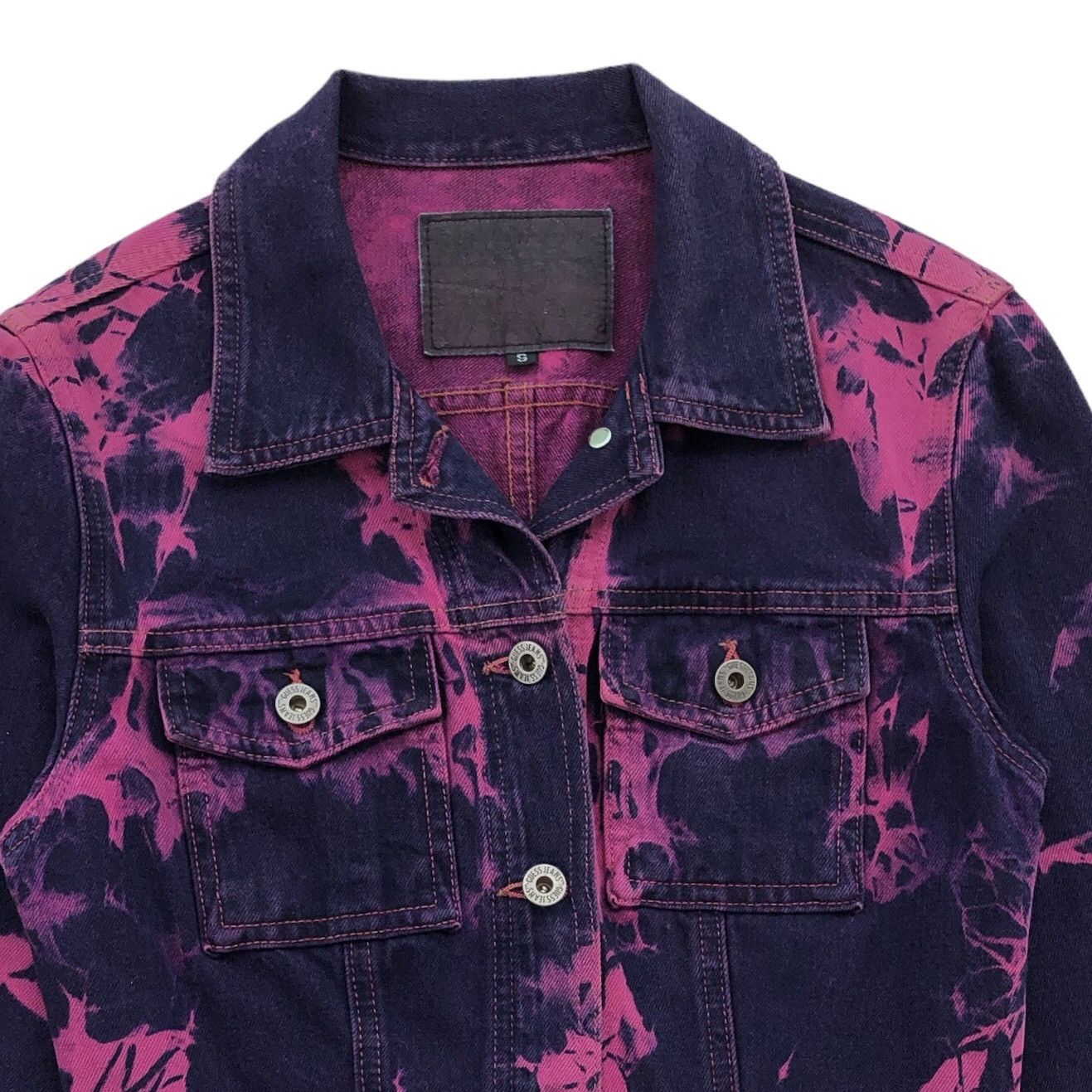 Guess Vintage Guess USA Purple Tie Dye Denim Jacket Made In USA Size S / US 4 / IT 40 - 8 Thumbnail