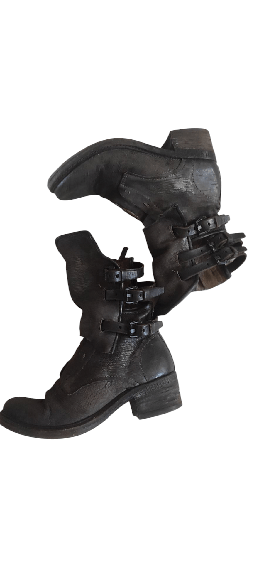 A.S.98 A.S.98 VTG Airstep Ankle Biker Boots Leather Zip Buckle Size US 9 / IT 39 - 4 Thumbnail