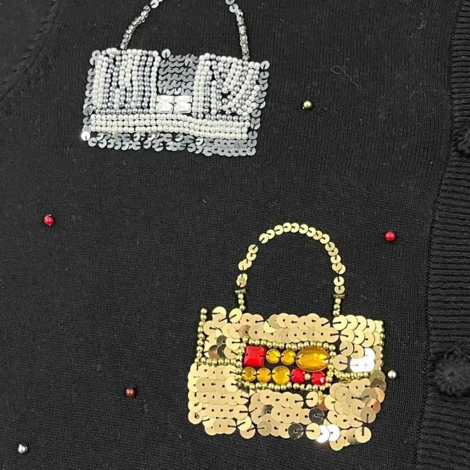 Quacker Factory VINTAGE Quacker Factory Cardigan Sweater Womens 1X Black Knit Beaded Sequin Button Crew Neck Casual Classic Preppy 90s Mens? Womens Size XL / US 12-14 / IT 48-50 - 7 Thumbnail