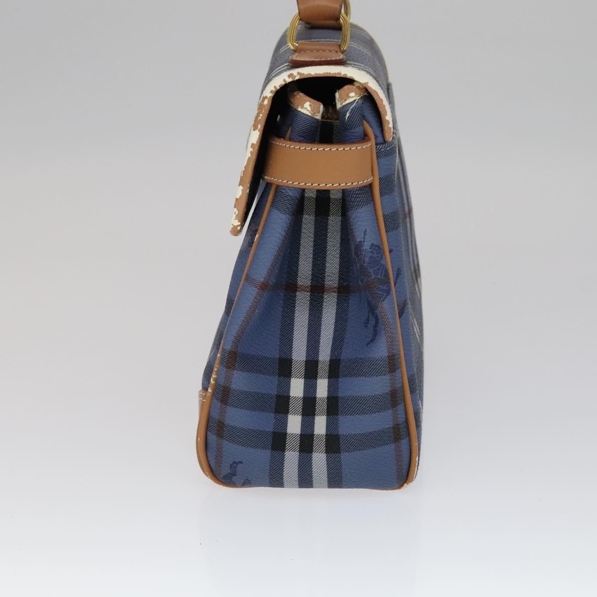 Burberry Burberry Nova Check Hand Bag Pvc Leather Blue Size ONE SIZE - 3 Thumbnail