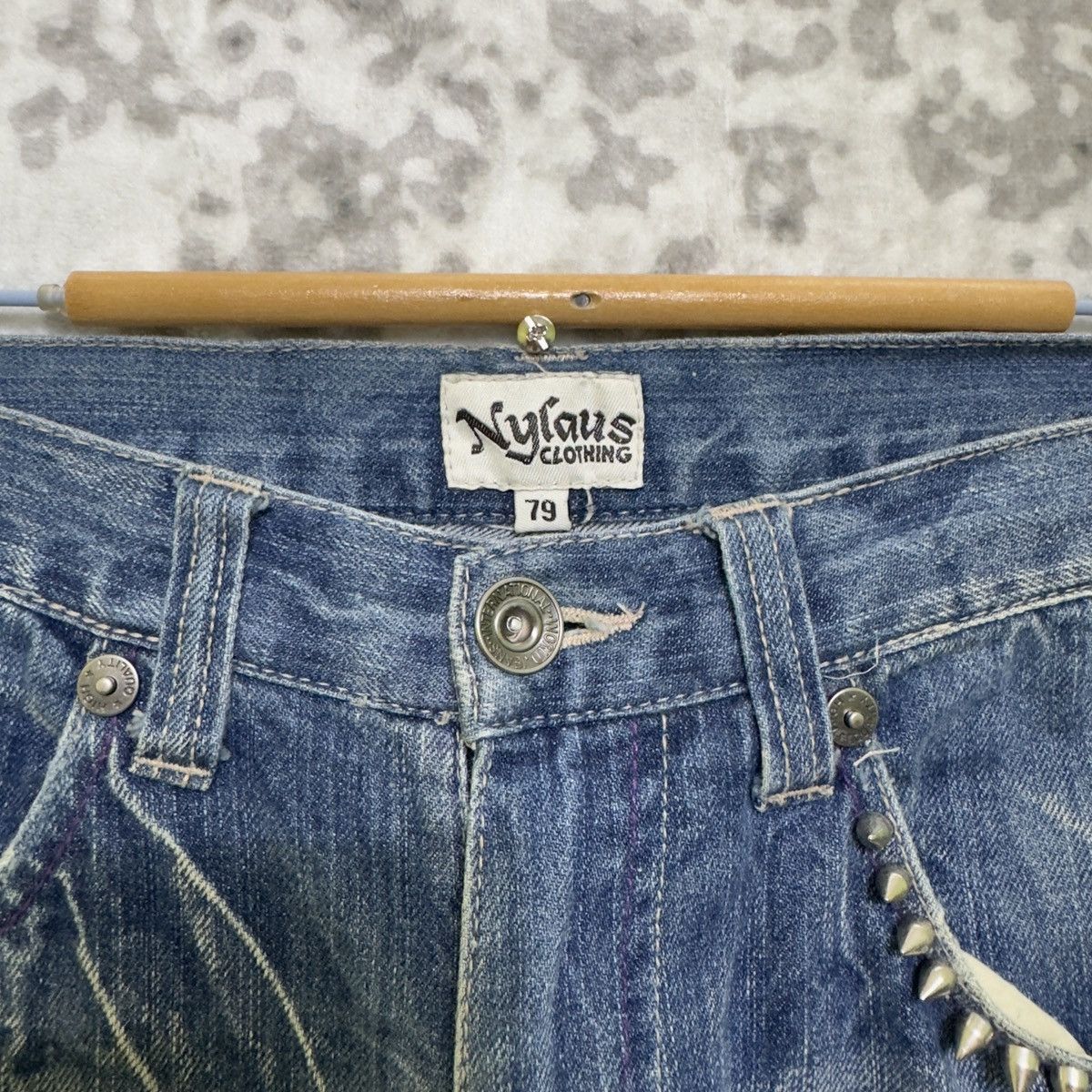 Hysteric Glamour NYLAUS Studded Claw Mark Glitter Splash Denim Jeans Size US 30 / EU 46 - 7 Thumbnail
