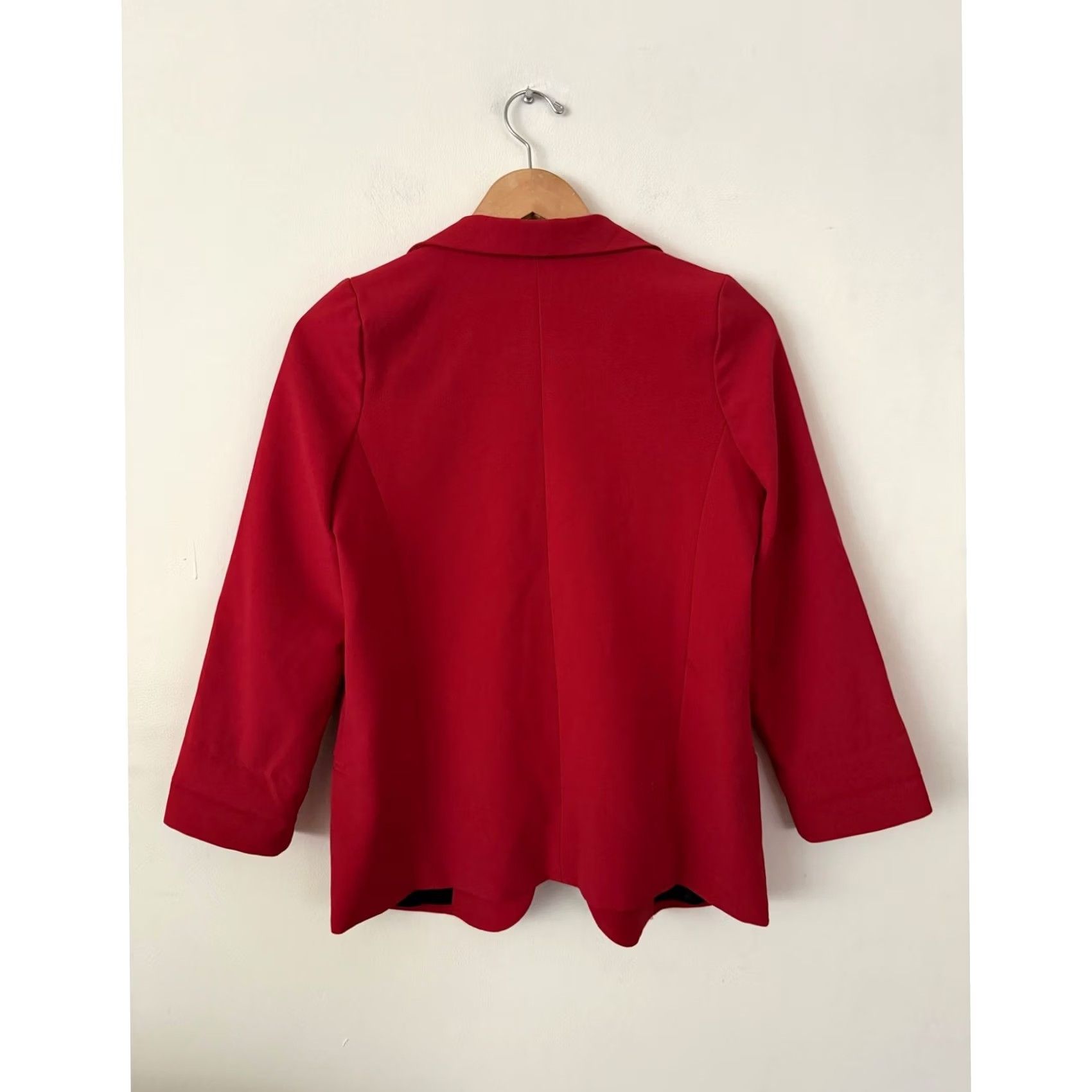 AQUA Aqua Blazer Womens XL Red/Black Lined Open Front Collared with Pocket Shirt/Office Basic Jacket Size XL / US 12-14 / IT 48-50 - 4 Thumbnail