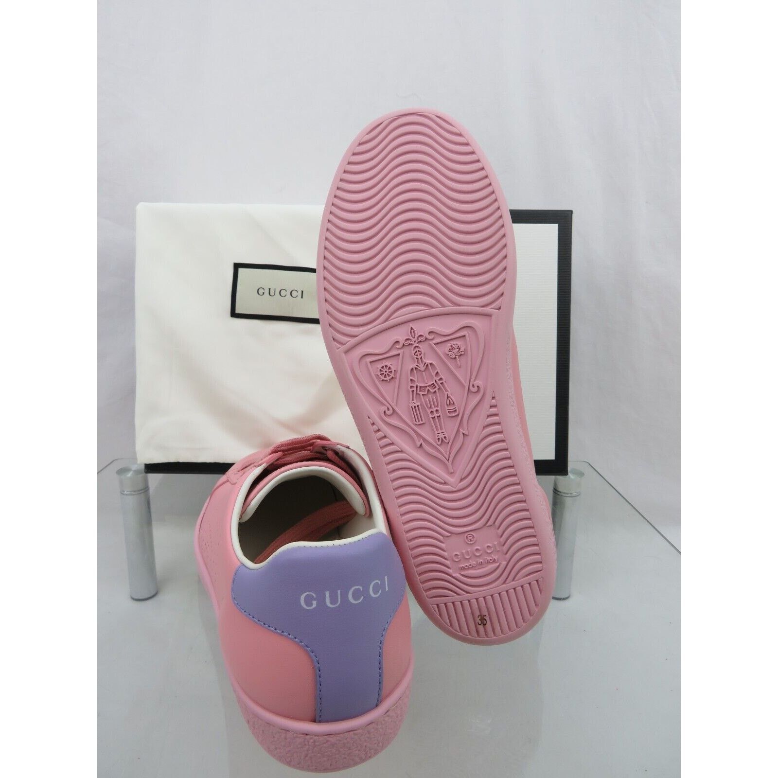 Gucci GUCCI 598527 ACE GG LEATHER PINK BLUE LOGOSNEAKERS 35 5 $780 Size US 5 / IT 35 - 5 Thumbnail