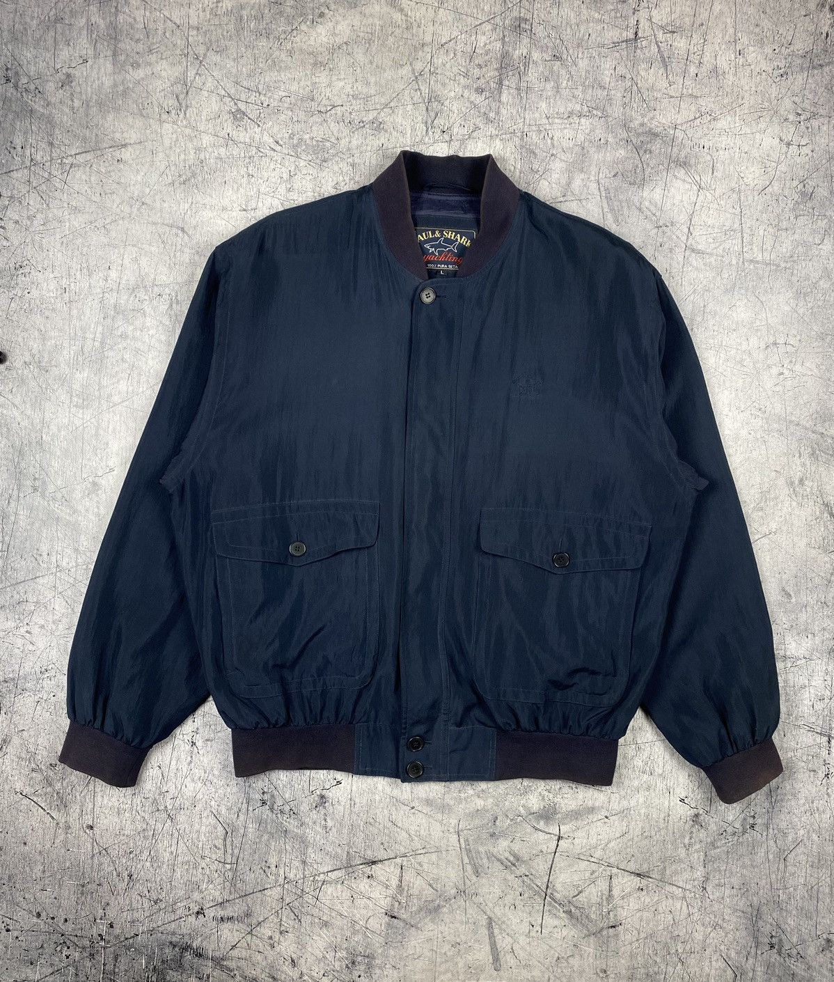 Designer Paul Shark Vintage 80s Vintage Paul Shark pure silk lightweight bomber jacket Grailed