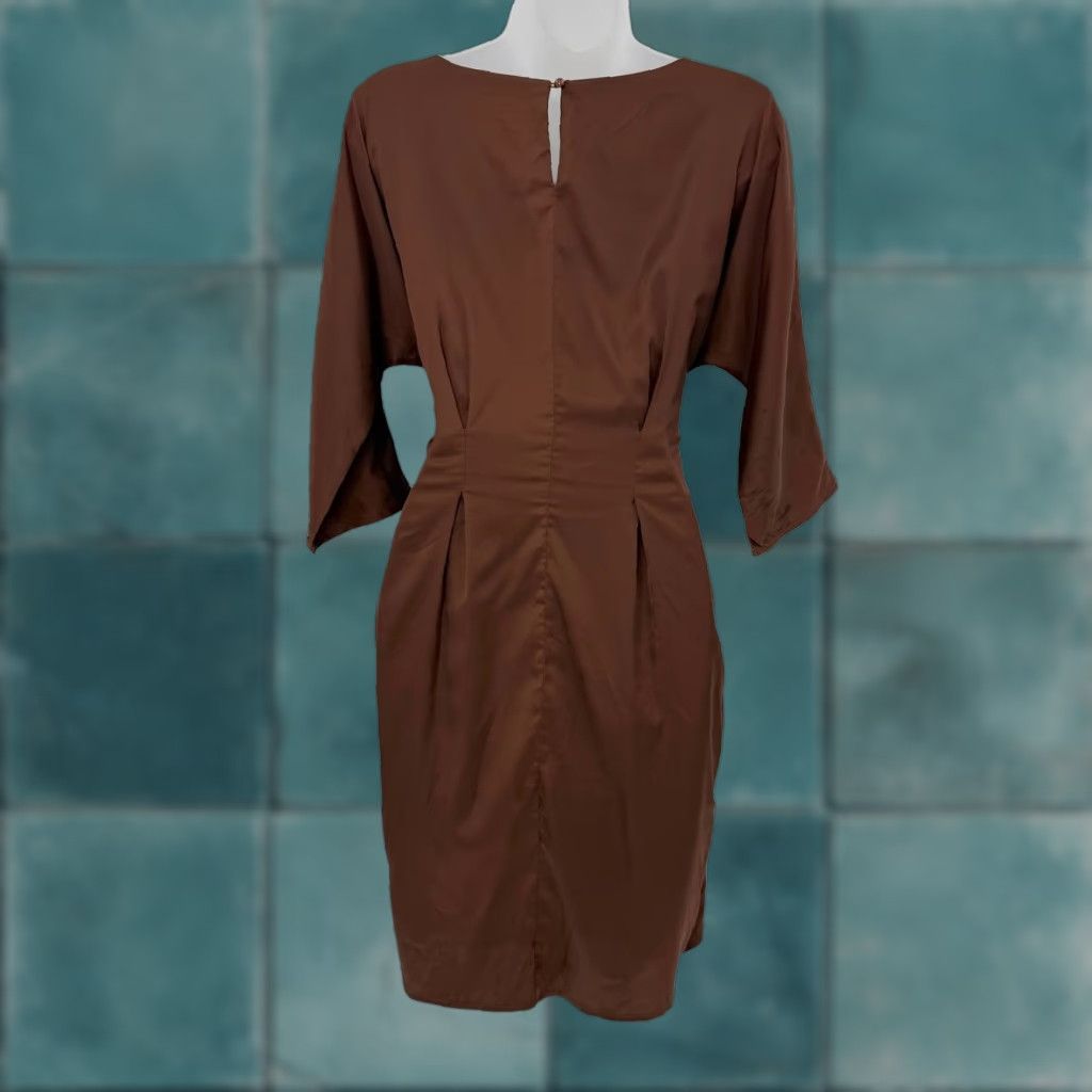 Born VINTAGE? No. Baltic Born Brown Tie Front Tulip Hem Midi Dress Womens Size S / US 4 / IT 40 - 1 Thumbnail