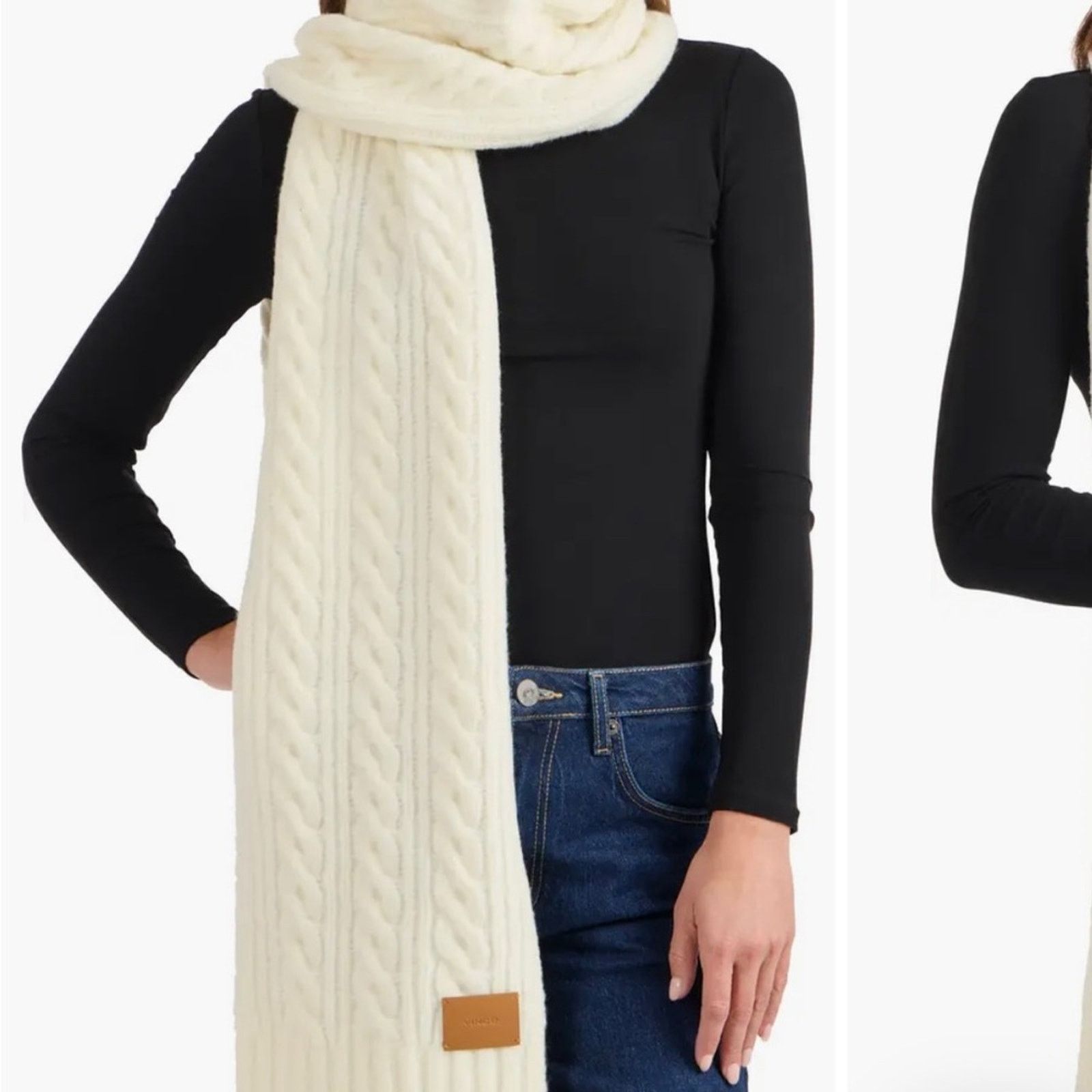 Vince Vince Airspun Cable Knit Scarf Light Cream Size ONE SIZE - 1 Thumbnail