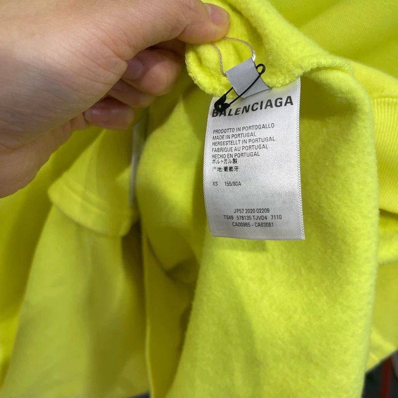 Balenciaga Balenciaga Neon Yellow Wave Logo Hooded Sweatshirt, Size X Size US XS / EU 42 / 0 - 4 Thumbnail