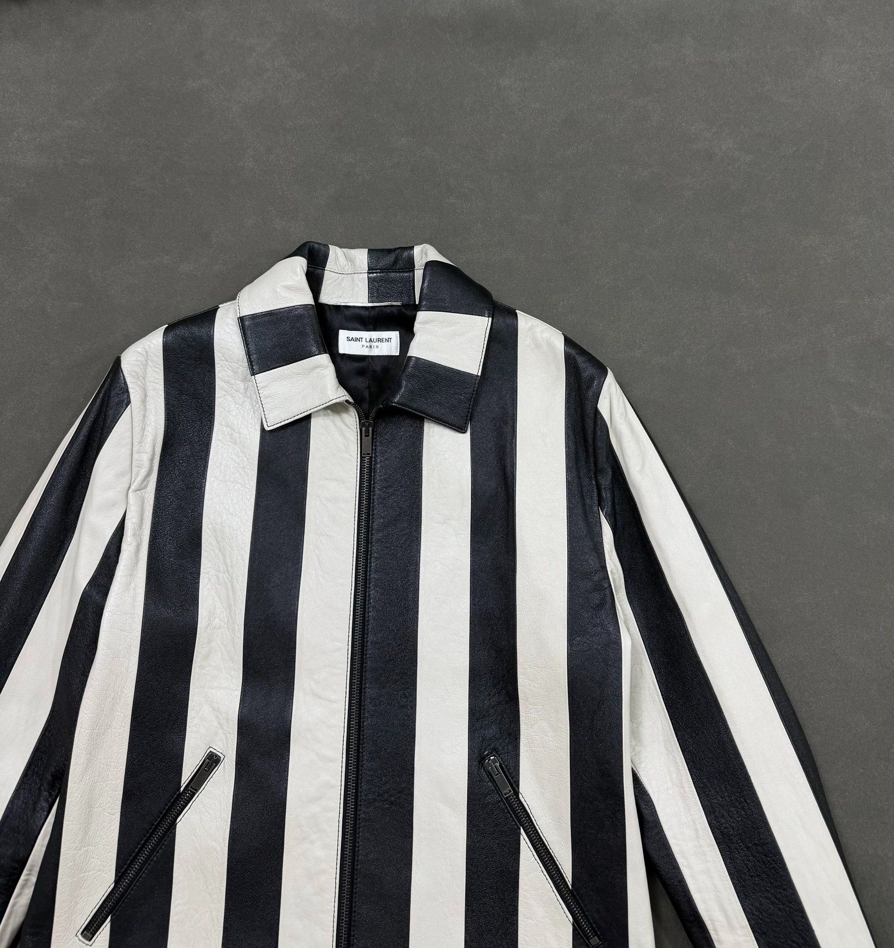 Saint Laurent Paris Saint Laurent Slp Runway Style Striped Lambskin Jacket Size US M / EU 48-50 / 2 - 4 Thumbnail