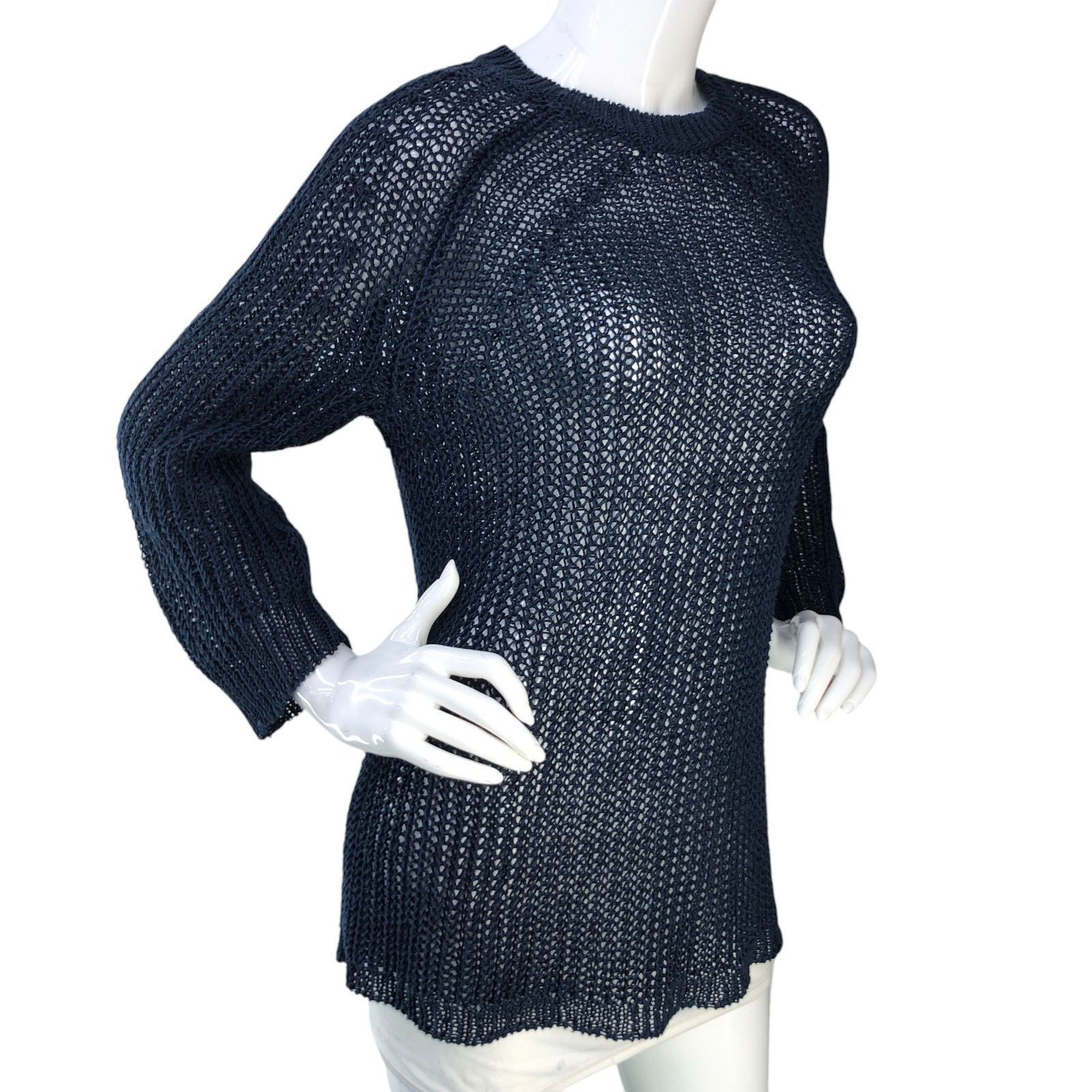 J.Crew J Crew Size S Sweater Relaxed Fit Linen Beach Open Knit Navy Size S / US 4 / IT 40 - 10 Thumbnail