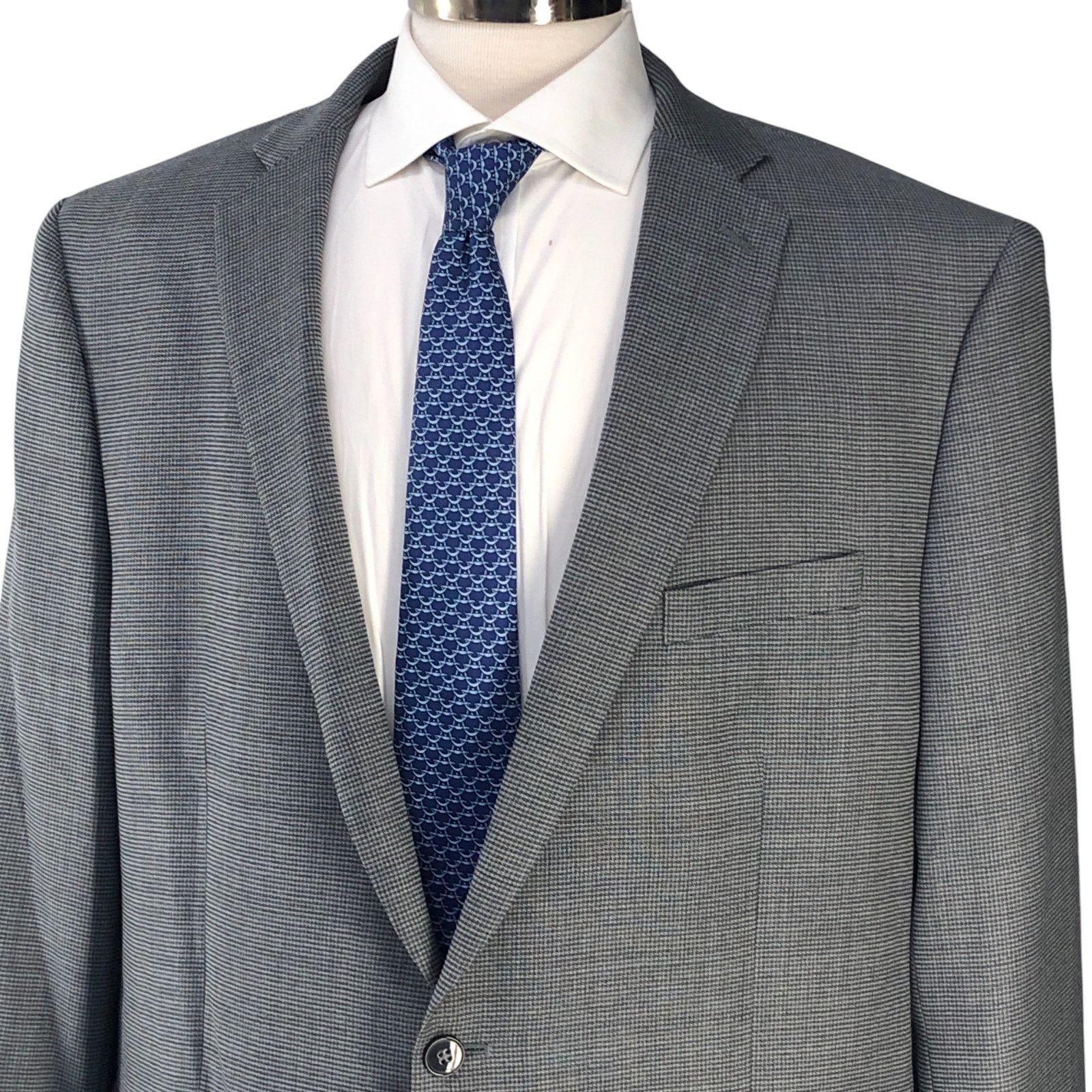 Calvin Klein Calvin Klein Size 48L Sport Coat Blazer Jacket Micro Check Size 48L - 2 Thumbnail