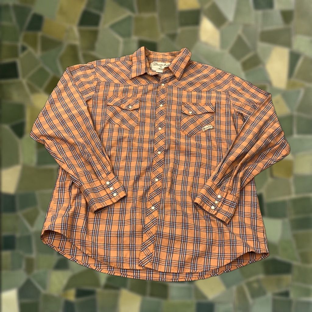 Wrangler Wrangler Wrancher Mens Shirt XL Plaid Pearl Snap Pockets Western Long Sleeve Size US XL / EU 56 / 4 - 1 Thumbnail