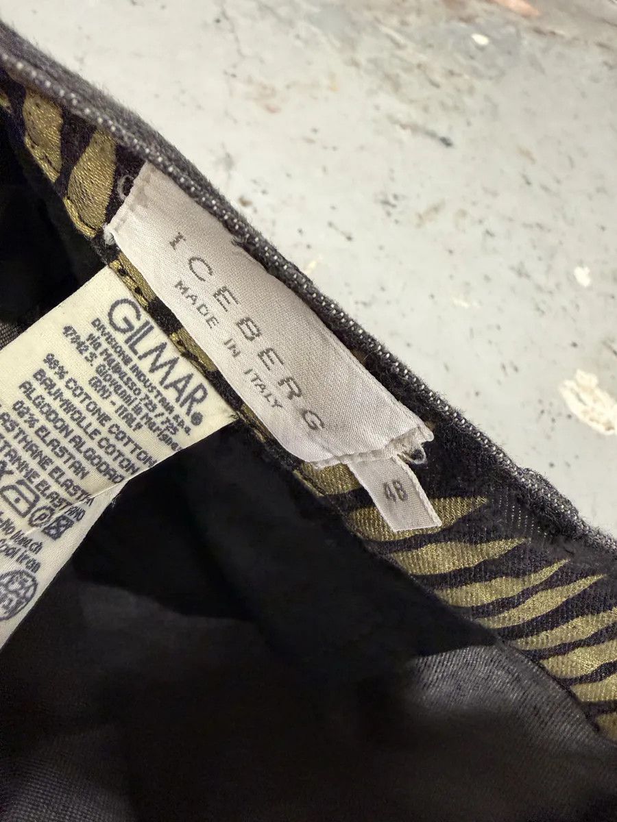 Iceberg 2000s Iceberg Black & Yellow Striped Irregular Faux Leather Pants Size US 30 / EU 46 - 7 Thumbnail