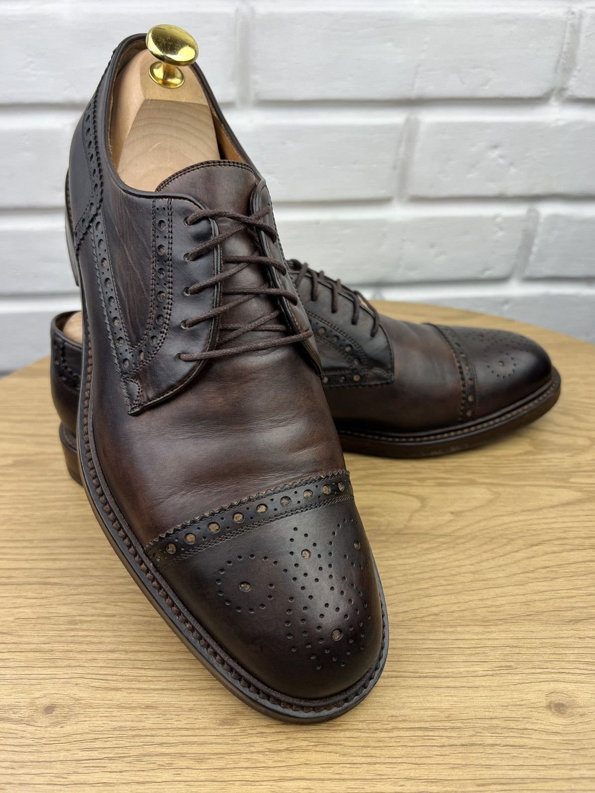 Gucci GUCCI Derby Brogues Leather Shoes Wingtip Brown Men’s Size US 10 / EU 43 - 2 Thumbnail