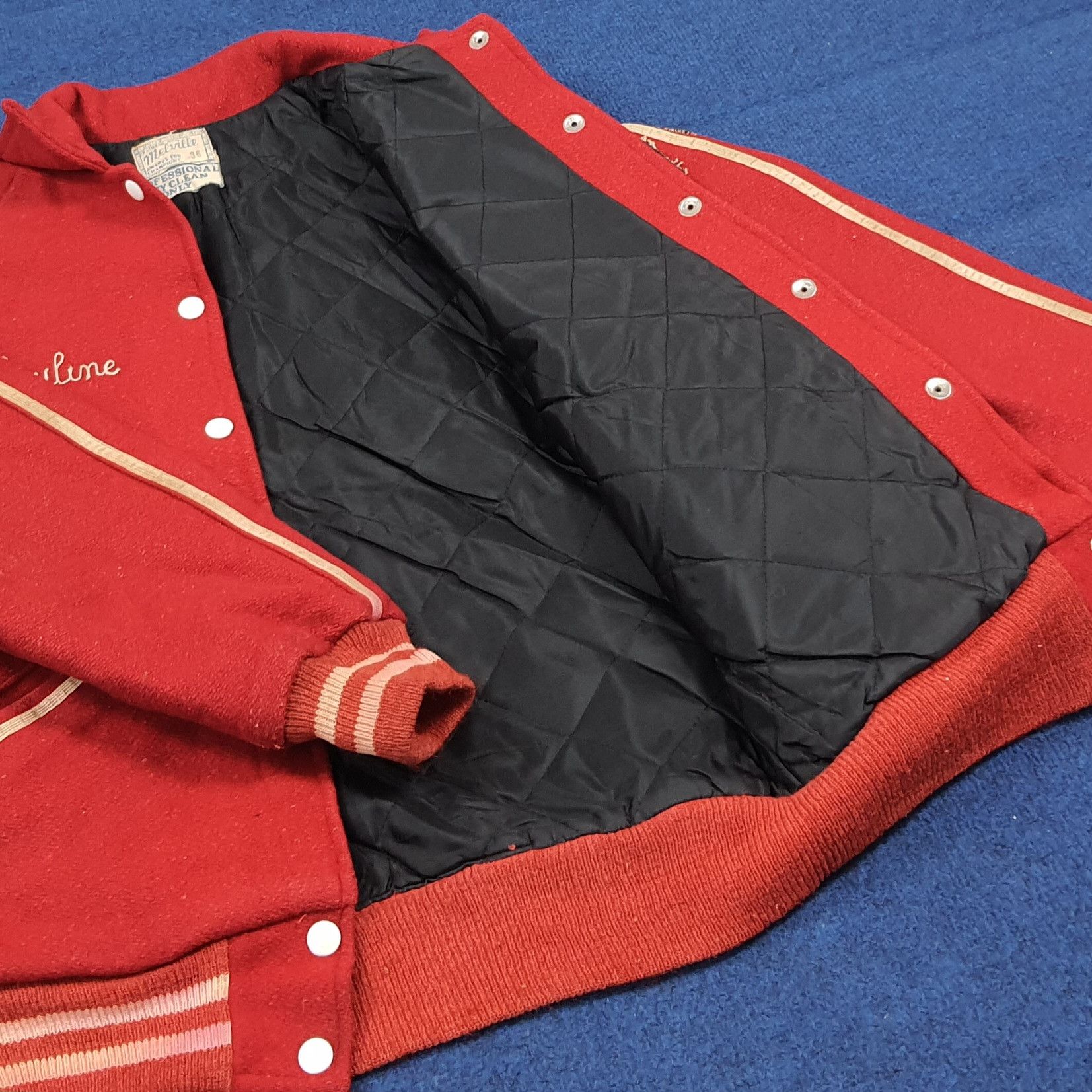 Vintage Vintage 70s Melville Letterman Jacket Red Wool Jacket C304N8 Size US S / EU 44-46 / 1 - 6 Thumbnail