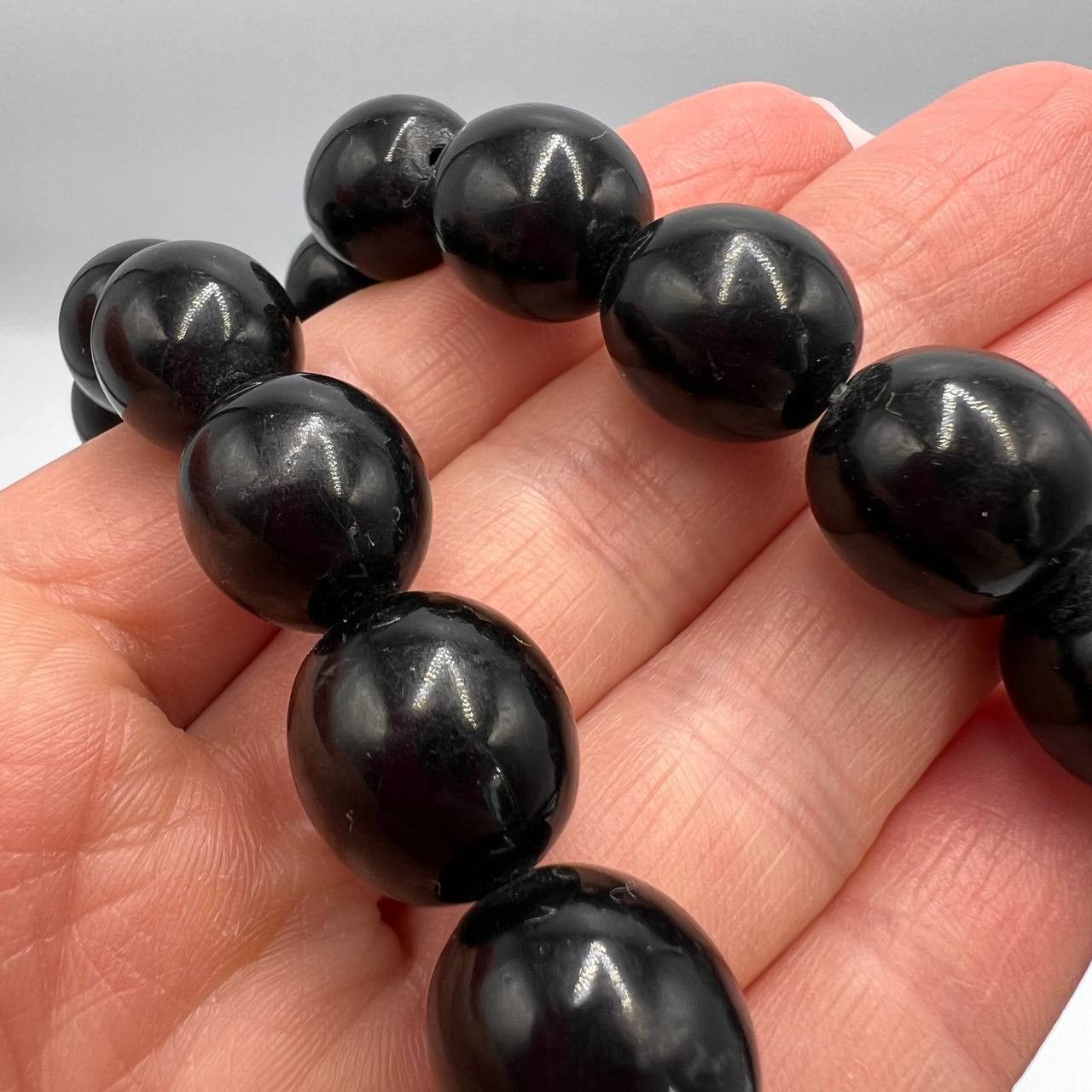 Vintage 1980 Vintage Handmade Ebonite Rosary Carved Pendant Cross Size ONE SIZE - 5 Thumbnail