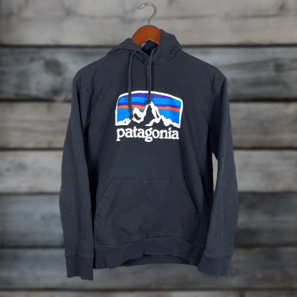 Patagonia Patagonia Hoodie Adult Small Black Logo Print Drawstring Pullover Crew Neck Long Sleeve Sweatshirt Fleece Heavyweight Pockets Graphic Print Size US S / EU 44-46 / 1 - 1 Thumbnail