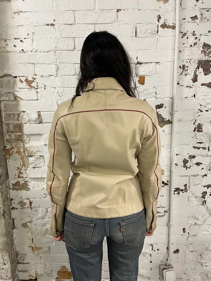Prada 2000s Prada Creamy White Biker Leather Jacket Size S / US 4 / IT 40 - 4 Thumbnail