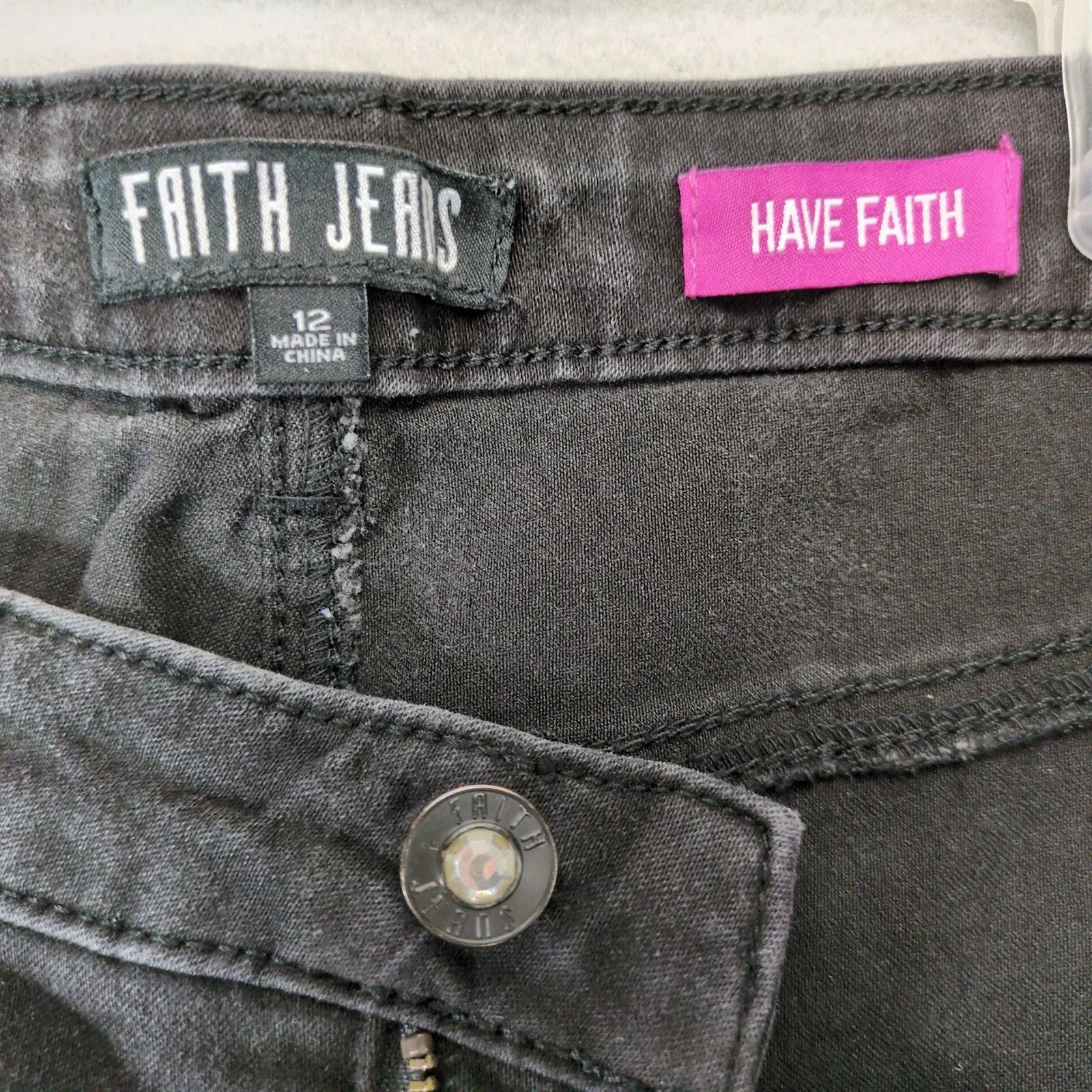 Other Faith Black Jeans Women's 12 "Have Faith" 30x28" High Rise Size 34" / US 12 / IT 48 - 3 Thumbnail