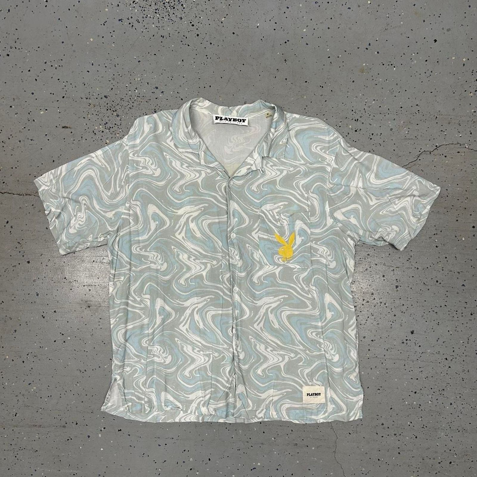 Playboy Blue and white Playboy loop collar button-up shirt Size US M / EU 48-50 / 2 - 1 Thumbnail