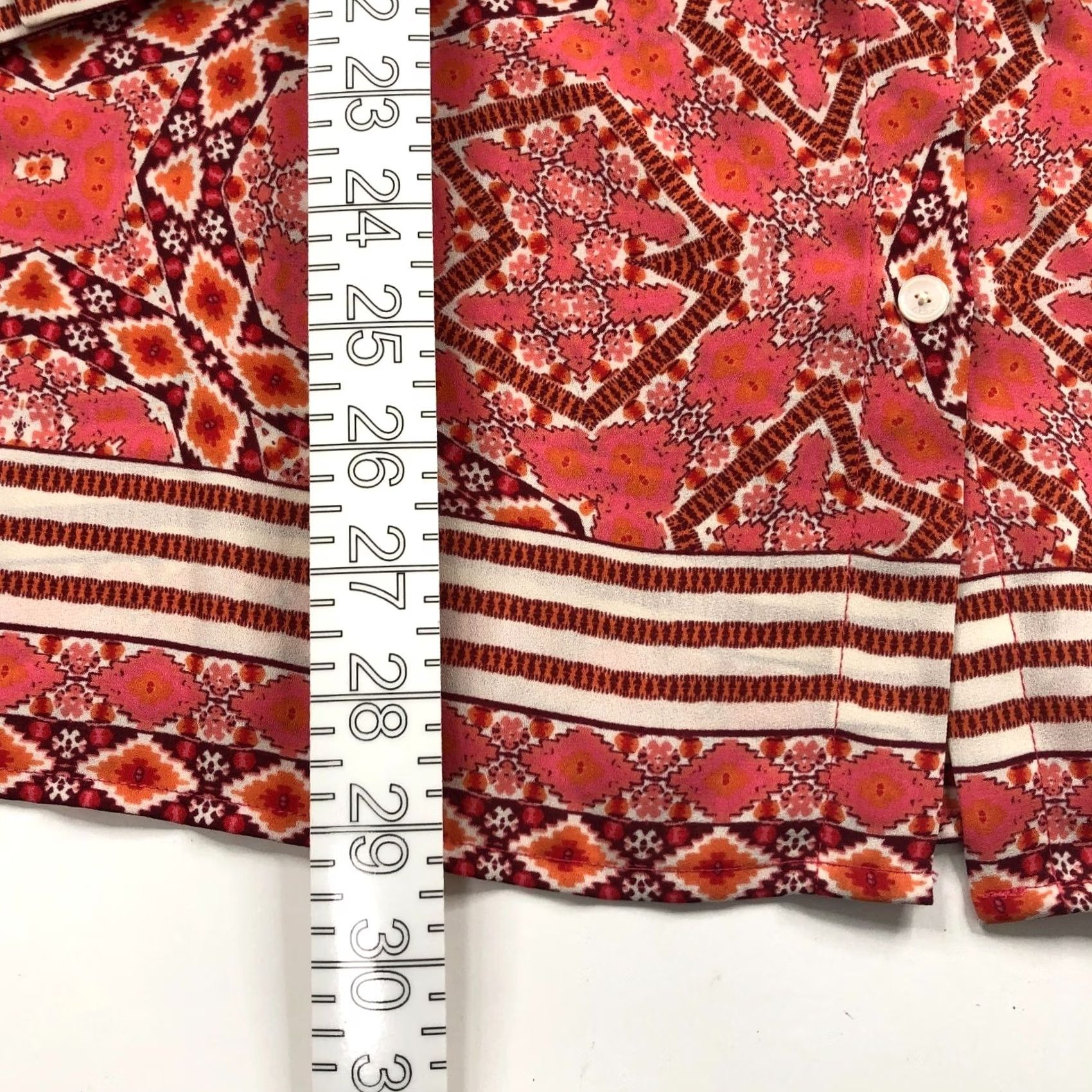 Talbots Talbots Plus 3X All Over Print Polyester Button Long Sleeve Shirt Orange Pink Womens Blouse Geometric Round Neck Casual Size XXL / US 16-18 / IT 52-54 - 6 Thumbnail