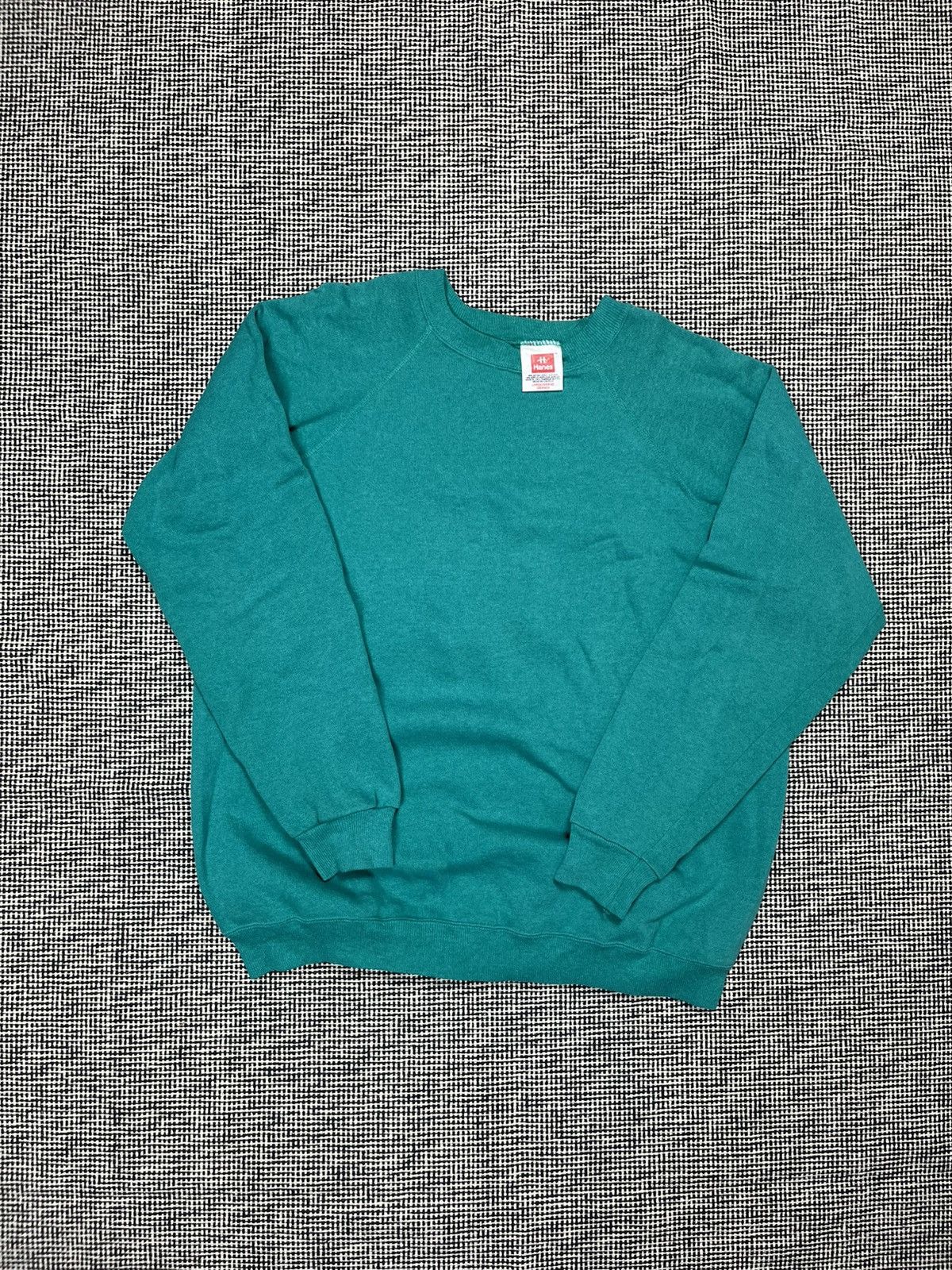 Hanes × Vintage 90s hanes made in USA blank sweatshirt green Size US L / EU 52-54 / 3 - 1 Thumbnail