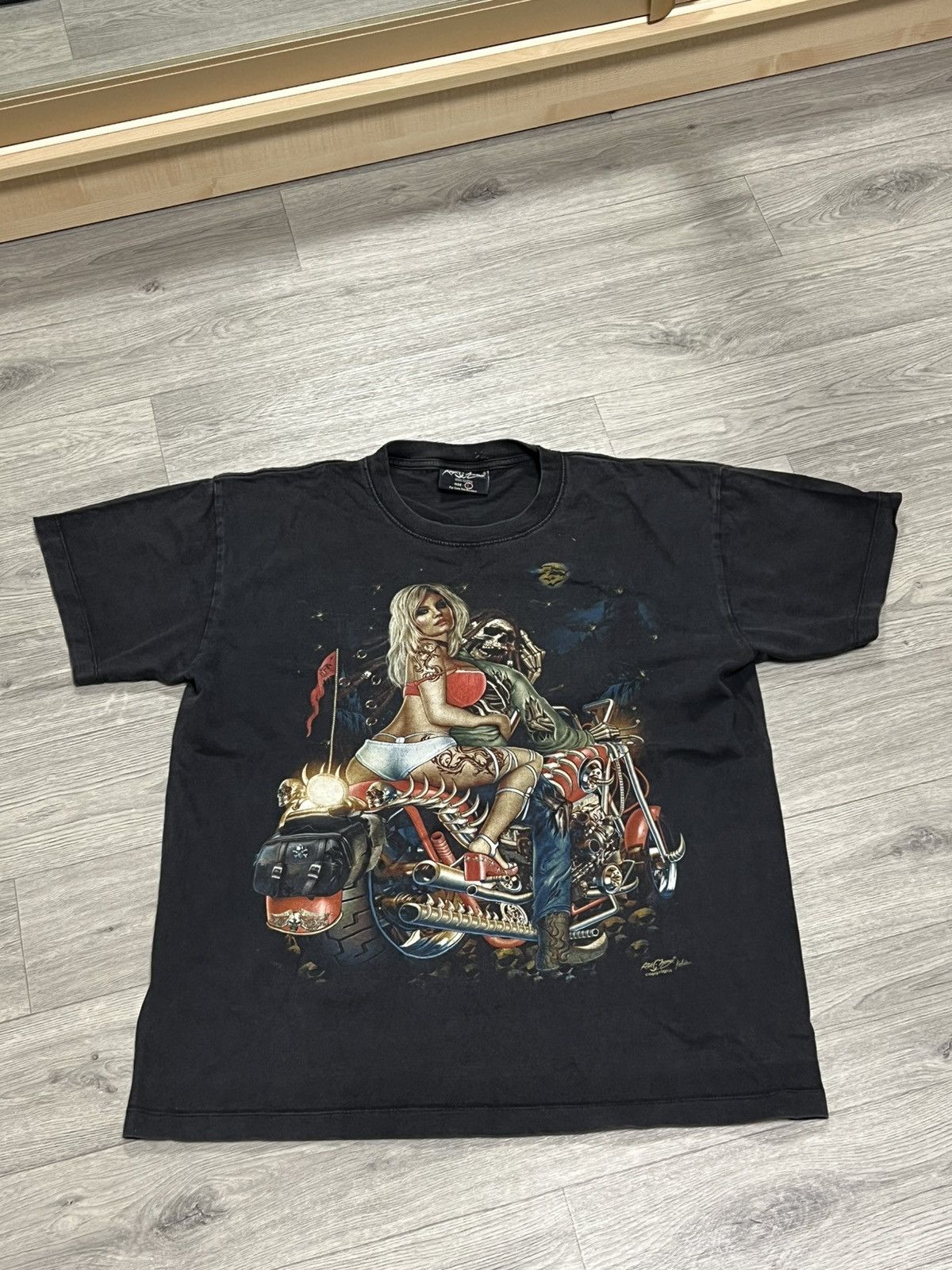 Vintage Glow in Dark T Shirt Demon Skull Grim Reaper Ghost Rock Size US L / EU 52-54 / 3 - 1 Thumbnail