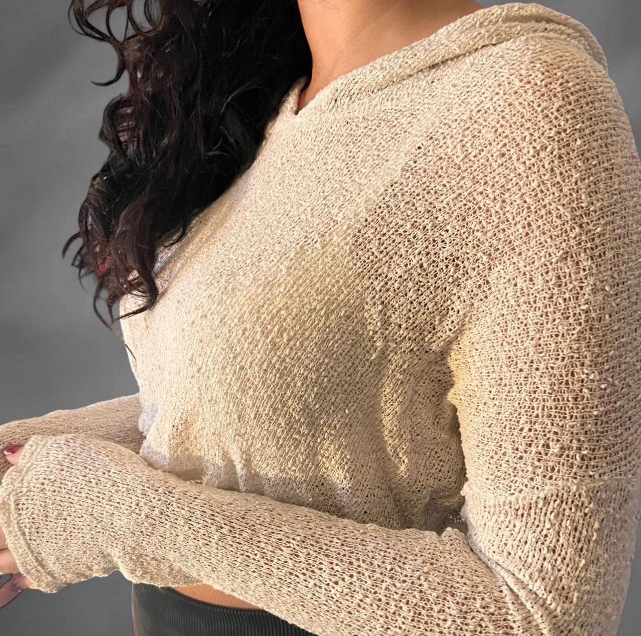 Other Medium mesh white long sleeve crop top Size L / US 10 / IT 46 - 6 Thumbnail