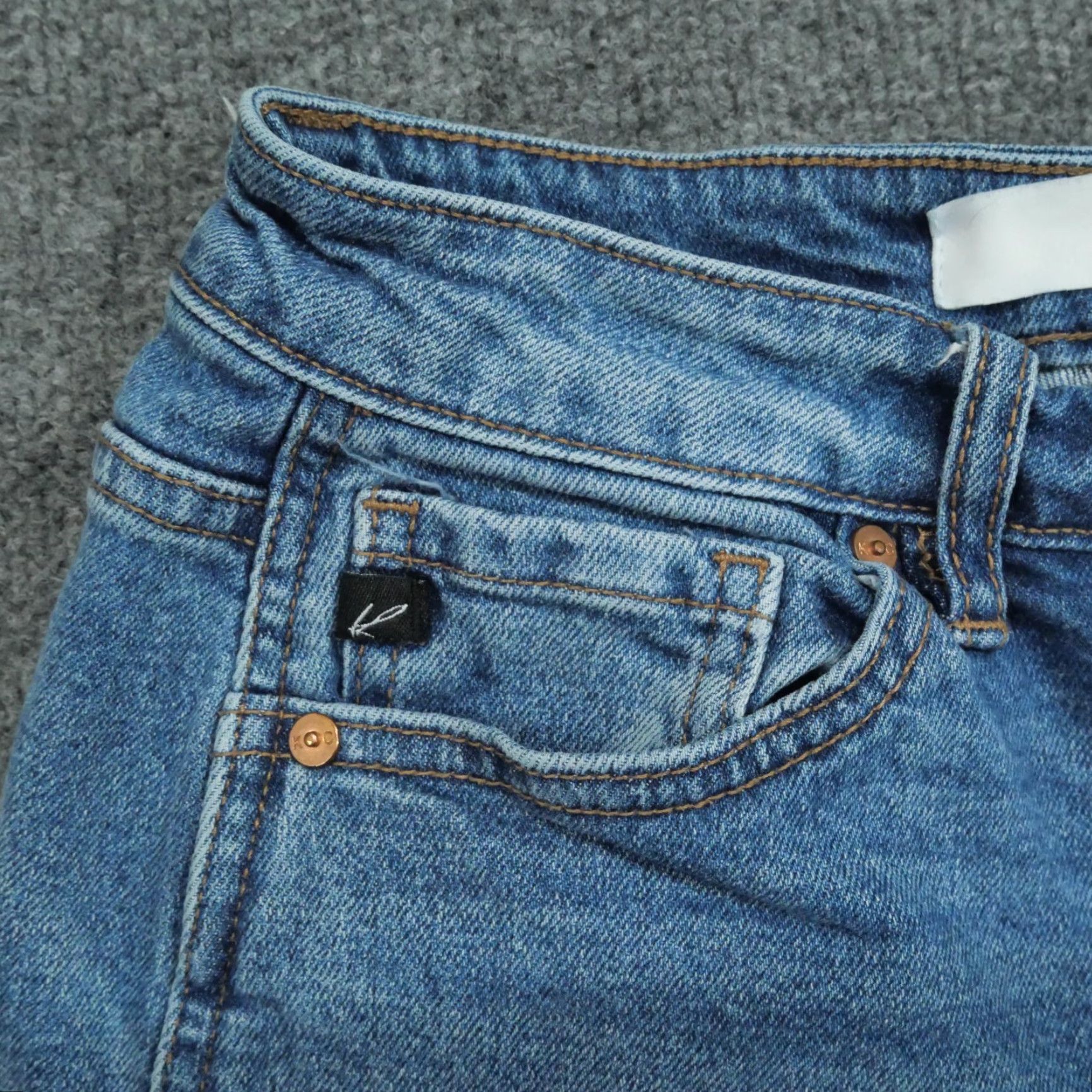 Vintage Kancan Jeans Womens 3 25 Blue Pants Raw Hem Cut Off Button Fly Stretch 26x26 Size 26" / US 2 / IT 38 - 3 Thumbnail